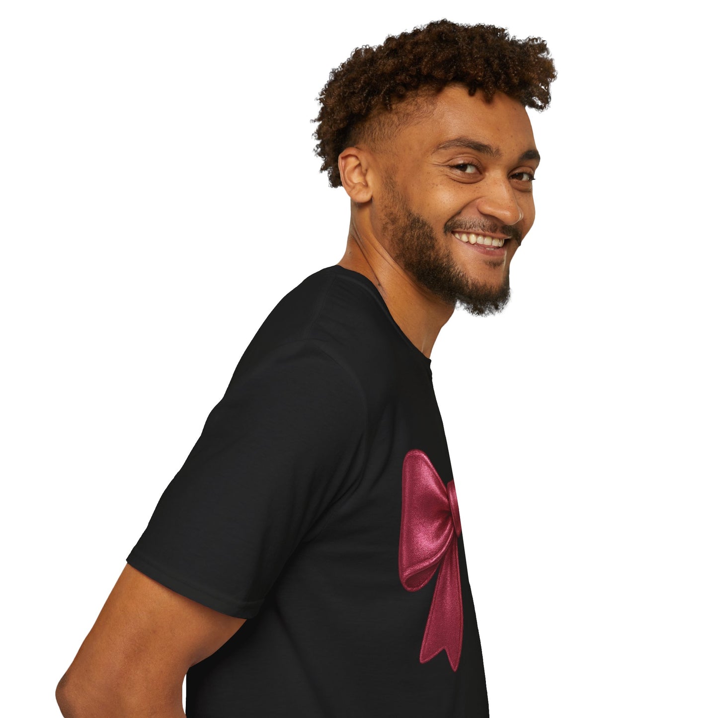 Metallic Burgundy Bow T-Shirt π | Elegant Cute Graphic Tee | Unisex Softstyle Shirt | Gift for Her, Aesthetic Outfit, Celebration Wear