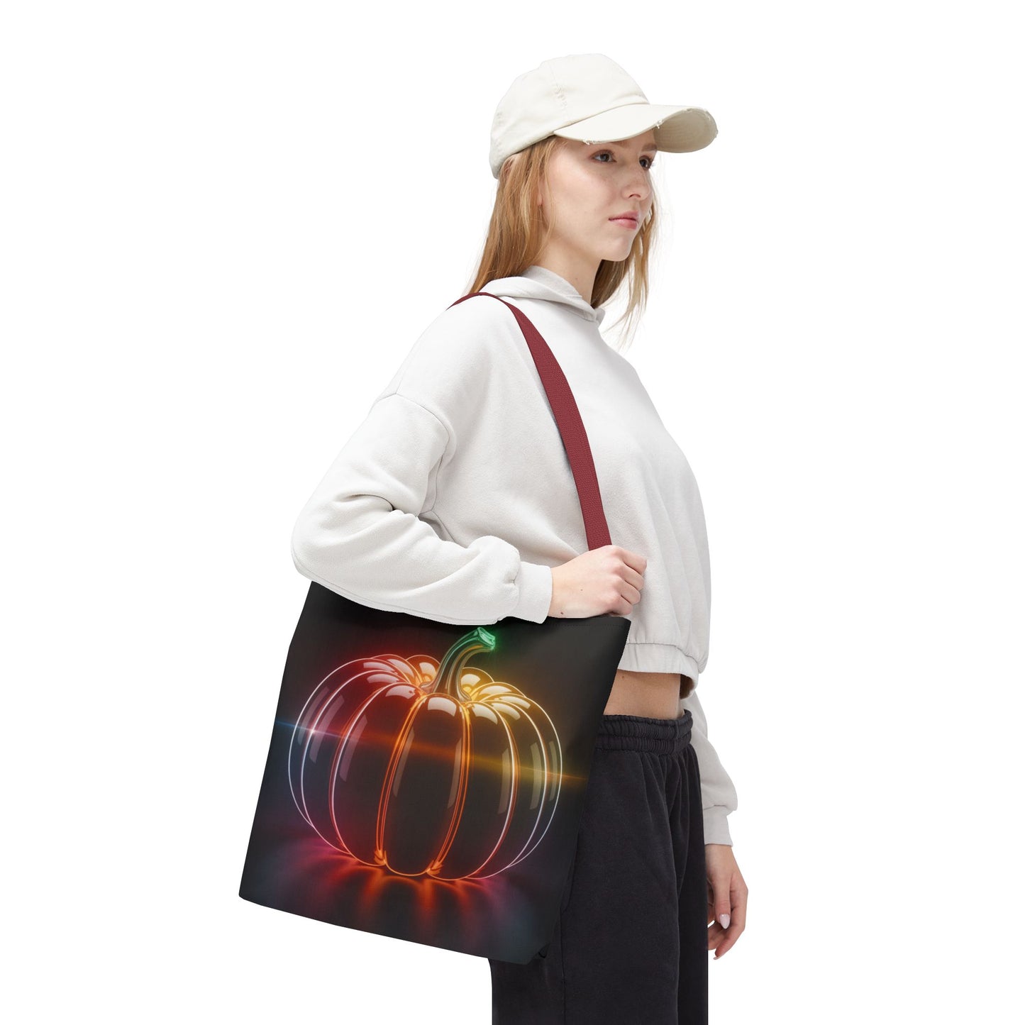 Neon Pumpkin Tote Bag, Glowing Halloween Bag, Modern Fall Tote, Pumpkin Aesthetic Accessory, Trick Or Treat Bag, Spooky Season Gift