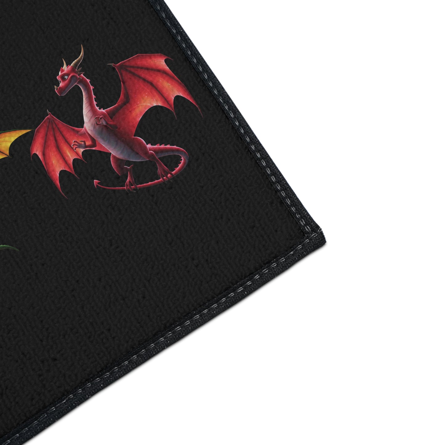 Fantasy Dragon Floor Mat - Non‑Slip Game Room Rug with Blue, Green and Red Dragons, Kids Room Decor, Durable Entrance Welcome Mat