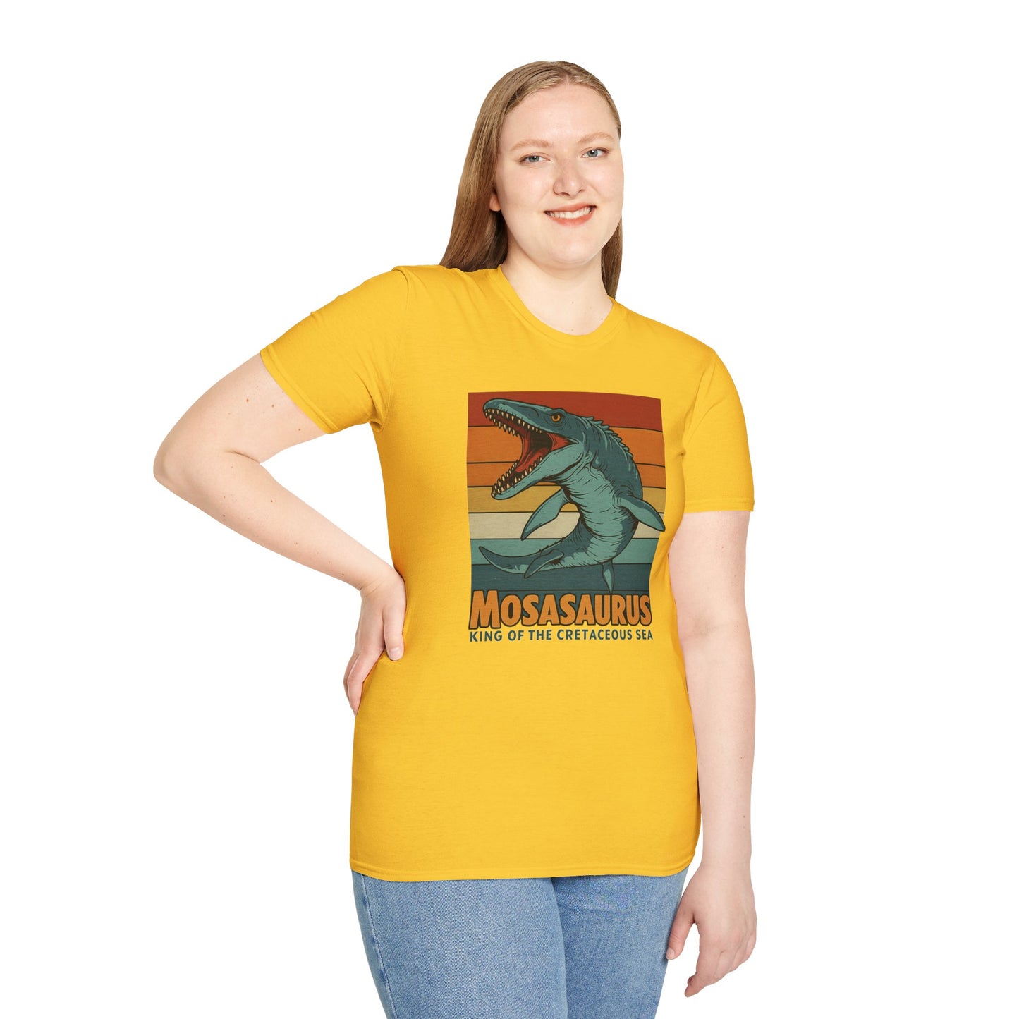 Retro Mosasaurus T-Shirt - Cretaceous Sea Monster Graphic Tee, Dinosaur Lover Gift, Paleontology Birthday, Soft Unisex Jurassic Cotton