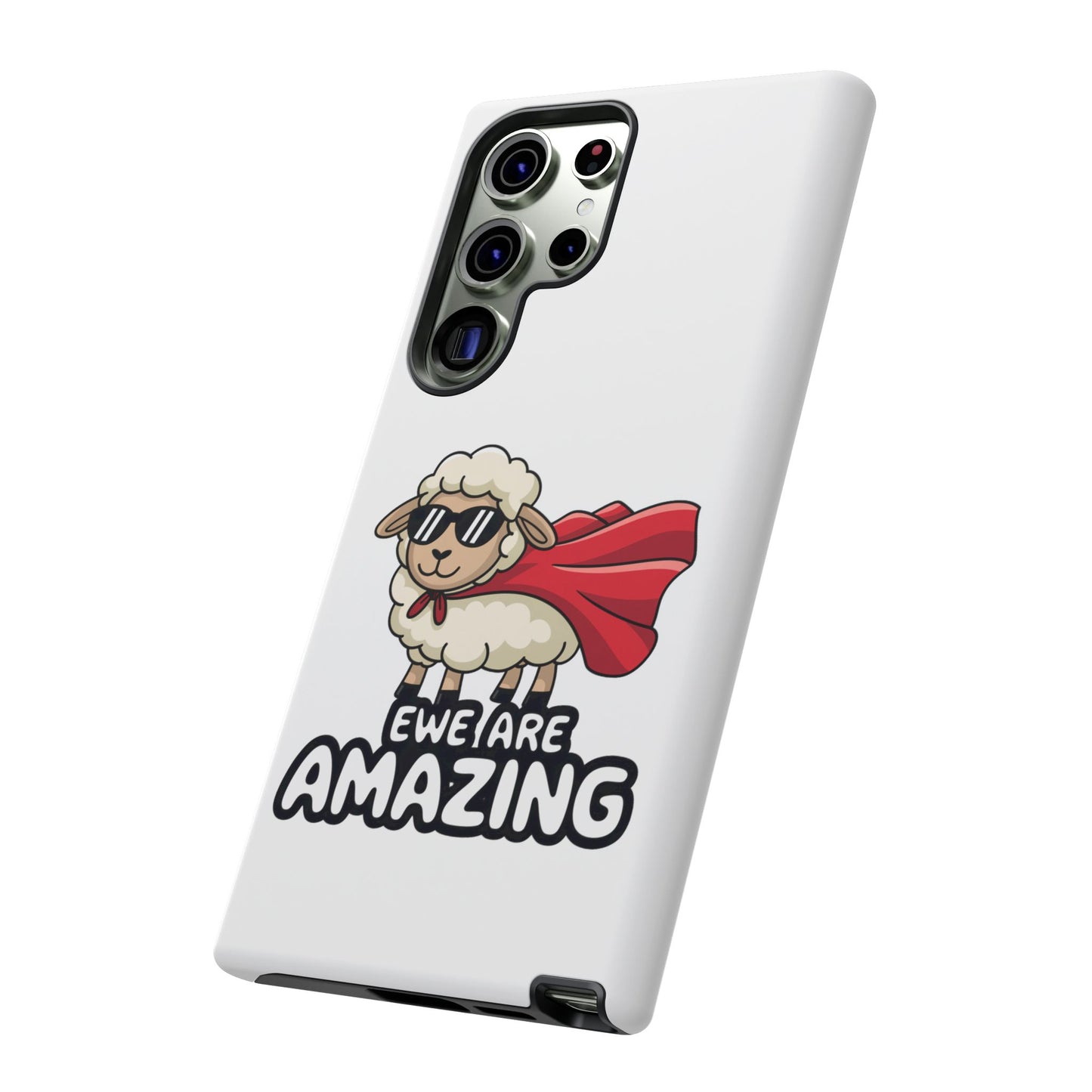 Funny Samsung Case - Cute Sheep Phone Cover - "Ewe Are Amazing" Gift for Her or Him - Animal Pun Superhero Case - Samsung Case