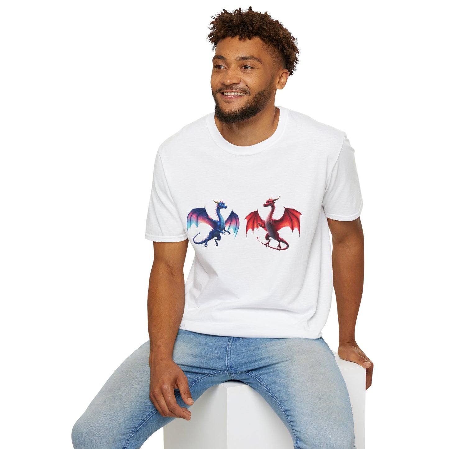 Dragon Duel Fantasy T-Shirt | Fire & Ice Dragon Graphic Tee | Unisex Gamer Shirt | DnD Gift | Cool Mythical Creature Shirt