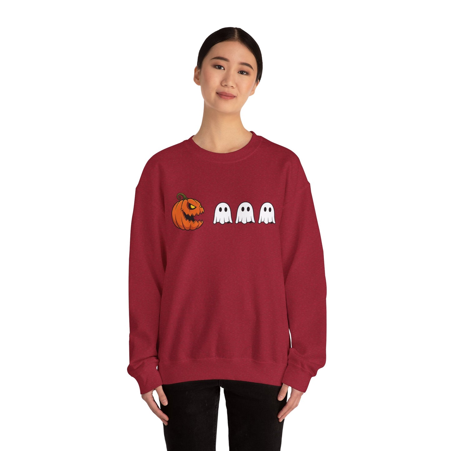 Pumpkin Ghost Sweatshirt, Funny Halloween Crewneck, Spooky Ghost Sweater, Cute Pumpkin Sweatshirt, Fall Outfit, Scary Face Sweatshirt