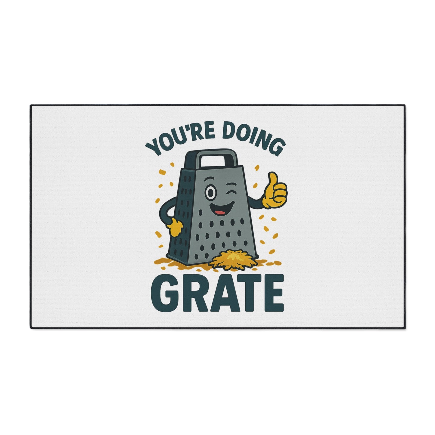 Funny Kitchen Mat – “You’re Doing Grate” Floor Rug, Cheese Grater Pun Mat, Cute Home Gift for Friends or Foodies