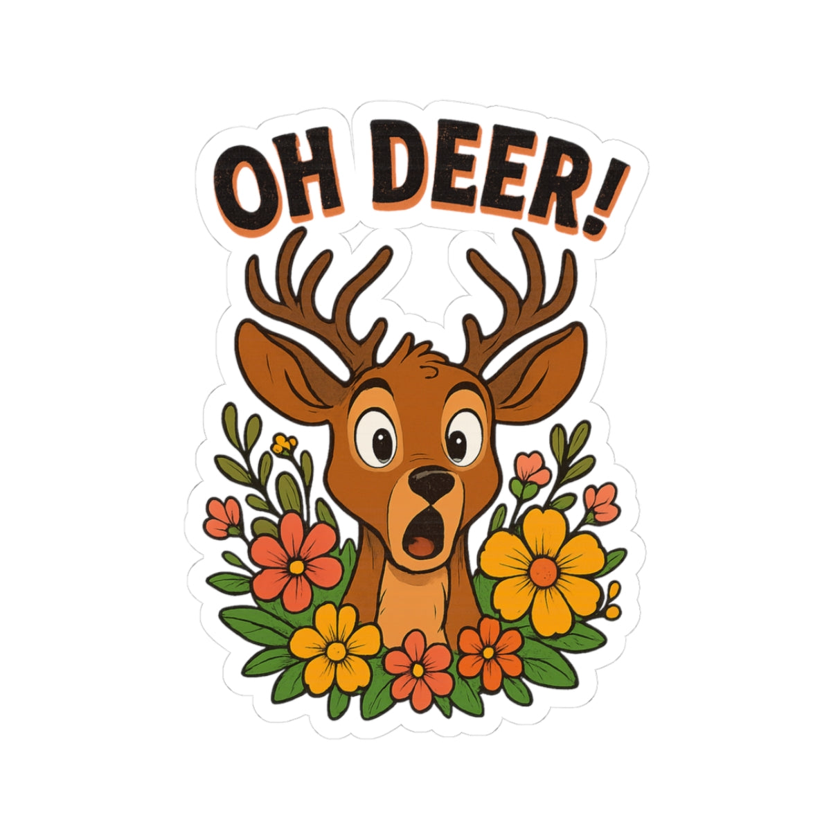 Sticker - Startled Deer 'Oh Deer' Decal Nature Decor Unique Gift for Animal Lovers