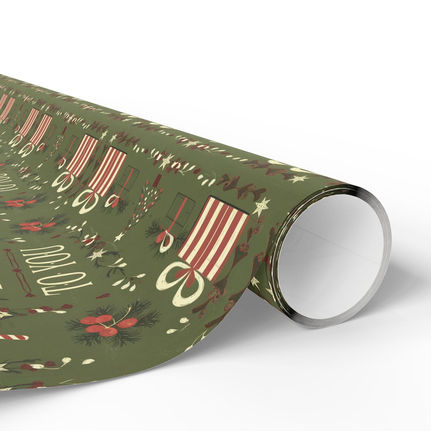 Christmas Wrapping Paper - Green 'I Present This To You'
