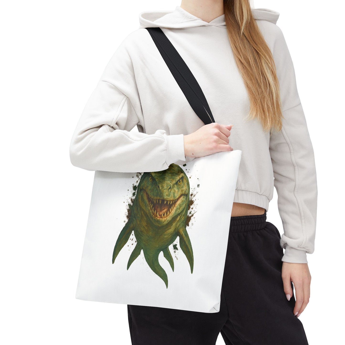 Watercolor Mosasaurus Tote Bag - Prehistoric Sea Monster Art, Dinosaur Ocean Reptile Gift, Eco Canvas Bag for Dino and Marine Fans