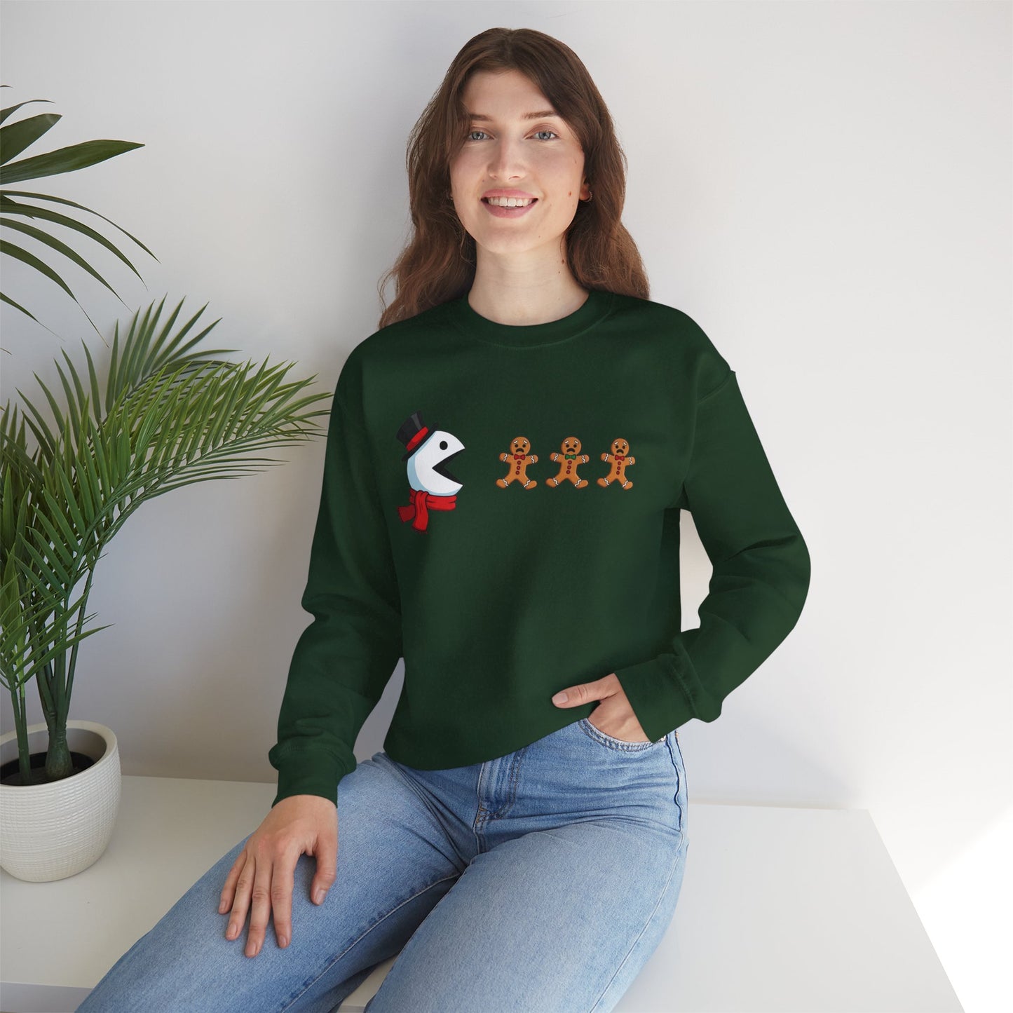 Funny Snowman And Gingerbread Sweatshirt, Cute Christmas Crewneck, Holiday Winter Sweater, Festive Graphic Pullover For Men And Women