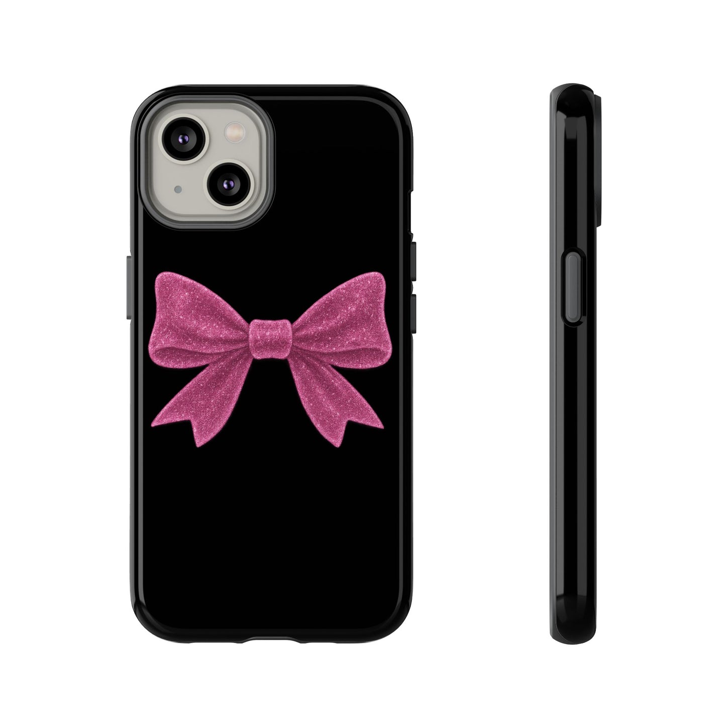 Pink Bow iPhone Case β Coquette Aesthetic Phone Cover β Glitter Soft Girl Tech Accessory β Cute Glossy Pinkcore Case β Gift for Her
