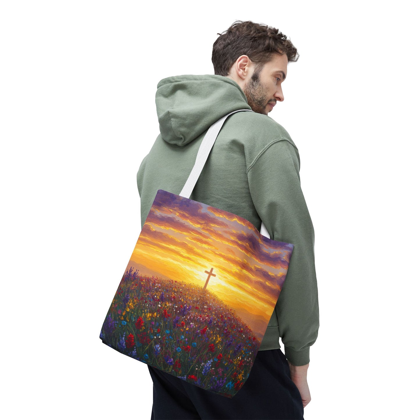 Cross Painted Tote Bag Christian Bag Inspirational Tote Spiritual Bag Religious Tote Bag