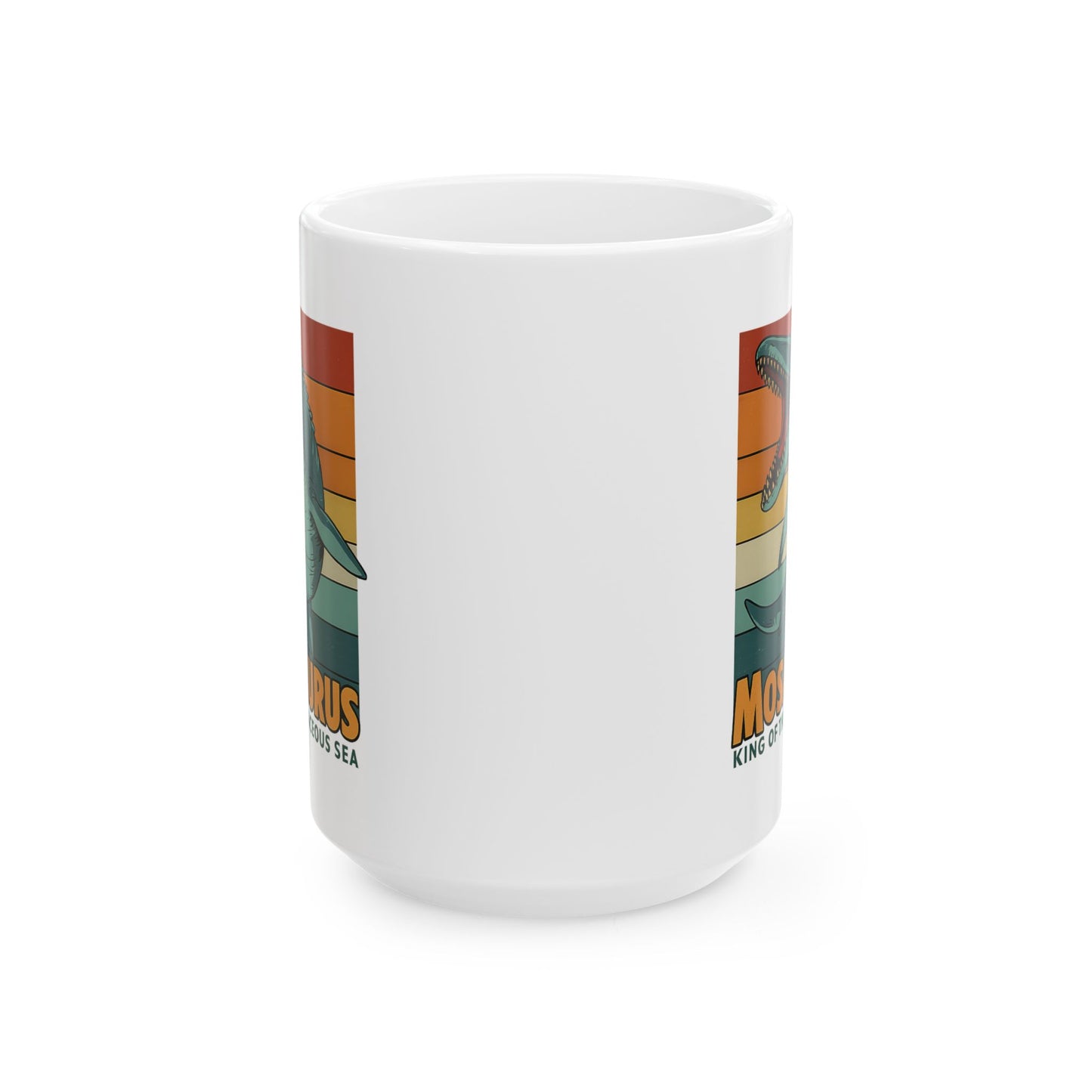 Retro Mosasaurus Mug - Ocean Beast Ceramic Coffee Cup 11oz/15oz | Jurassic Sea Monster Gift for Dinosaur Lovers Marine Mug