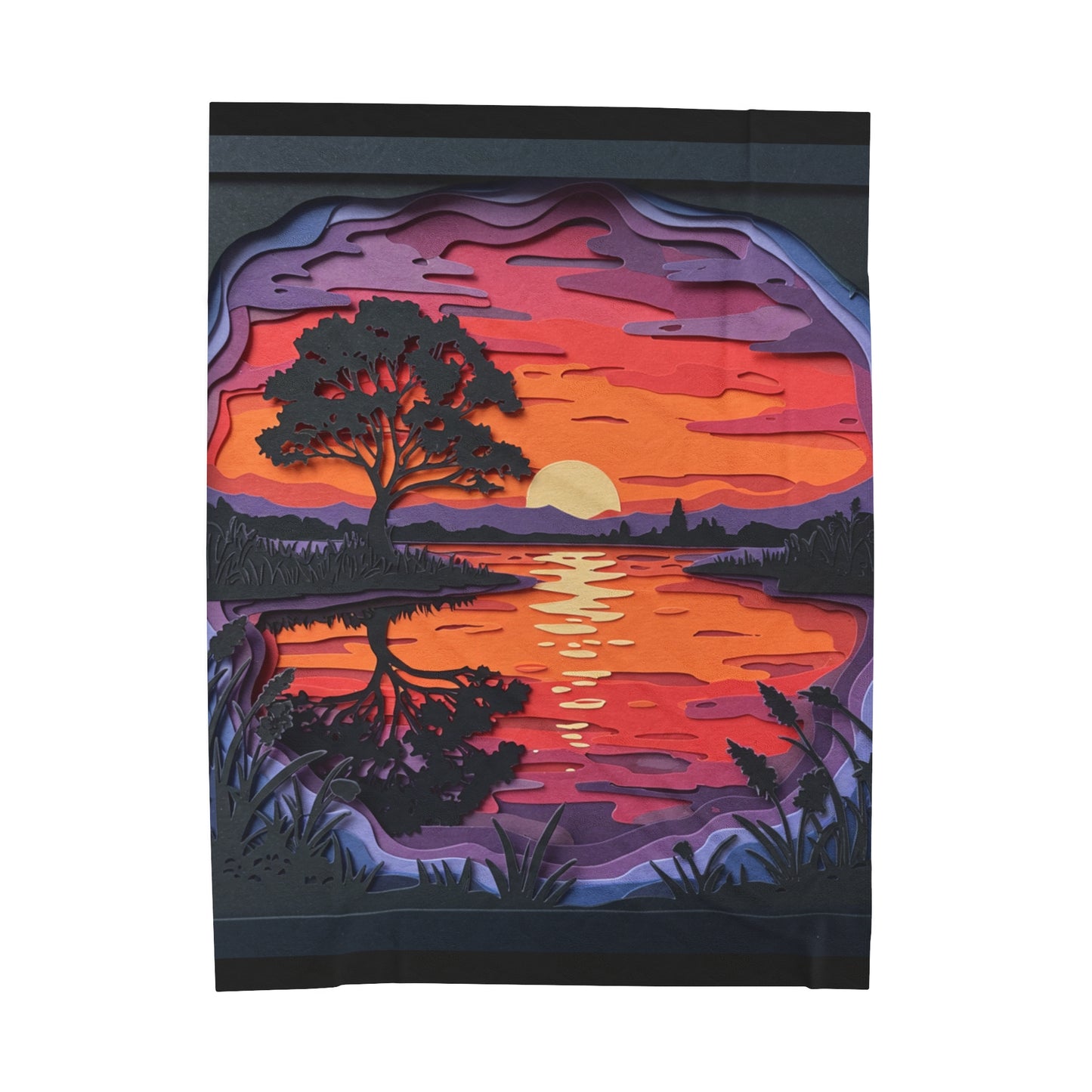 Plush Blanket - Sunset Paper Art Design