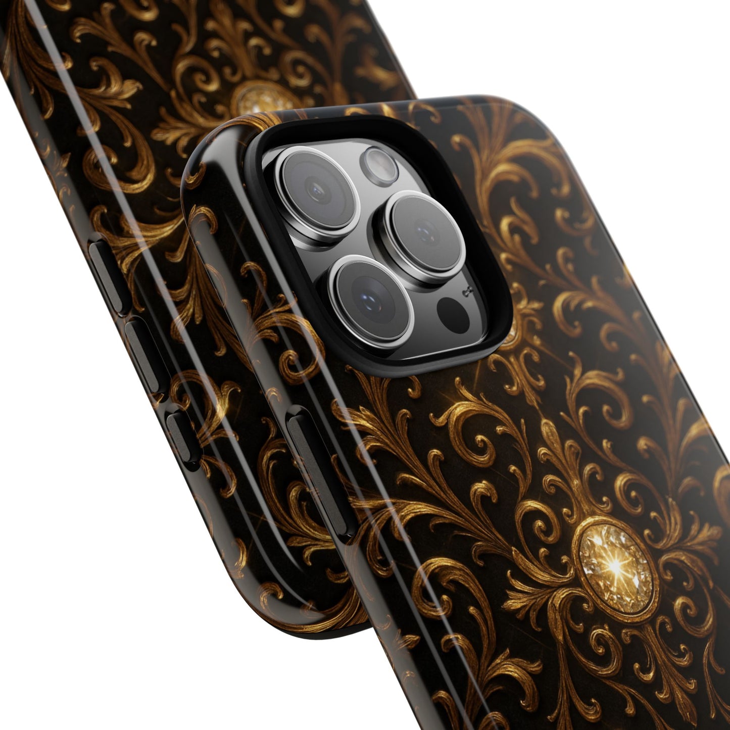 Baroque iPhone Case β Elegant Gold Floral Scroll Design for iPhone 16, 15, 14, 13, Pro Max & More
