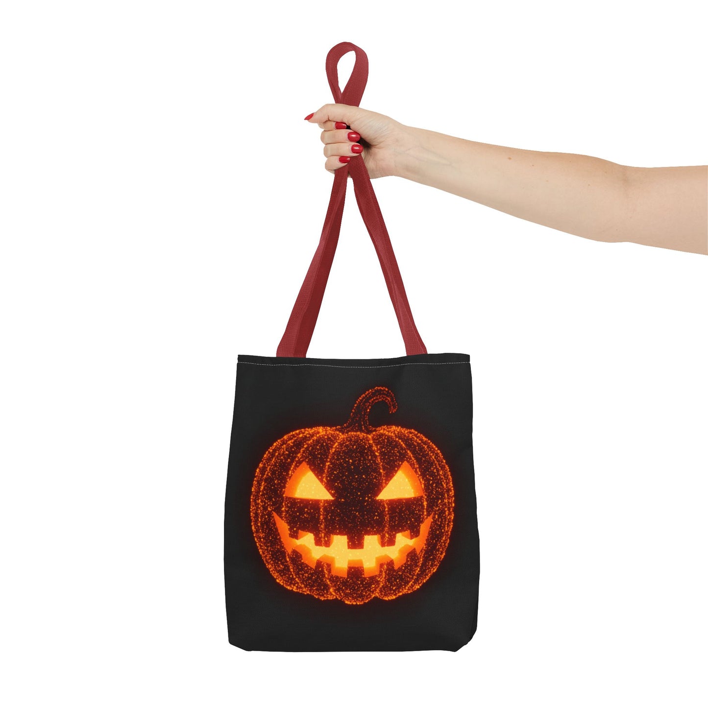 Glowing Pumpkin Tote Bag, Jack O Lantern Halloween Canvas Tote, Spooky Trick Or Treat Bag, Reusable Pumpkin Design Tote, Halloween Gift Bag
