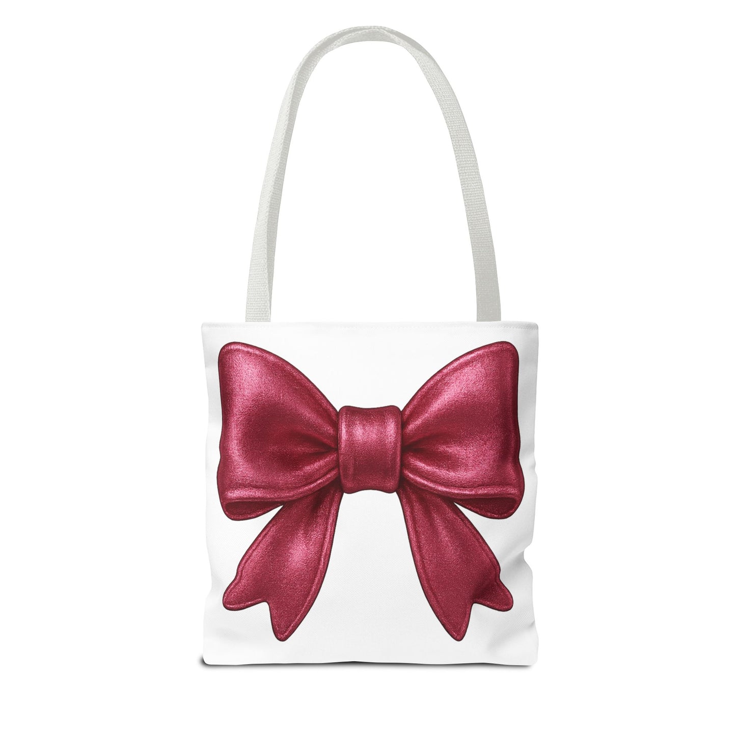Chic Red Bow Tote Bag – Cute Girly Gift for Her, Fashionable White Bag with Red Handles, Kawaii Aesthetic Purse, Everyday Style