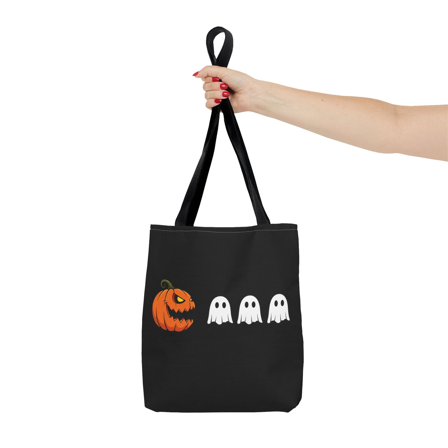 Halloween pumpkin ghost tote bag, spooky trick or treat canvas bag, ghost pumpkin design reusable tote, spooky season gift tote