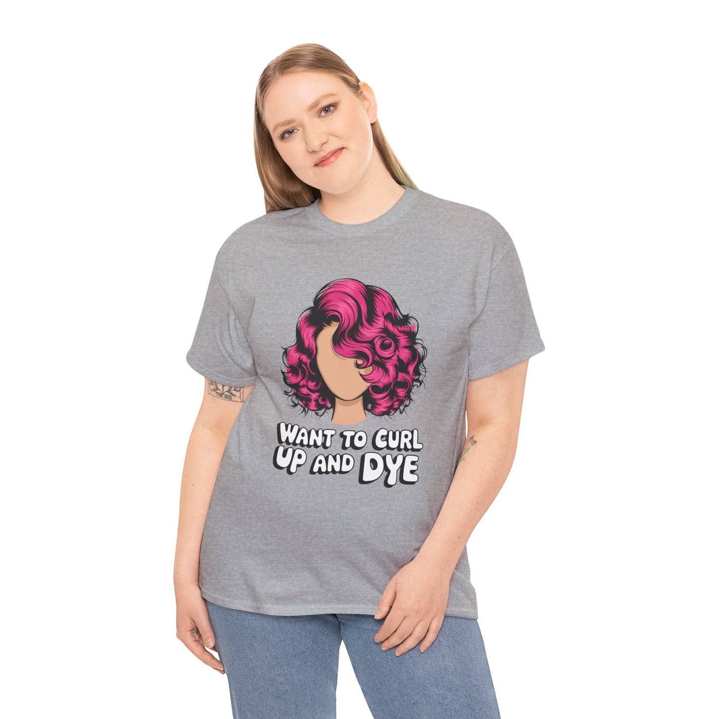 Curly Hair Tee: Want To Curl Up And Dye – Funny Hair Colorist Tee, Salon & Curl Lovers Gift, Trendy Graphic Shirt for Hairstylists