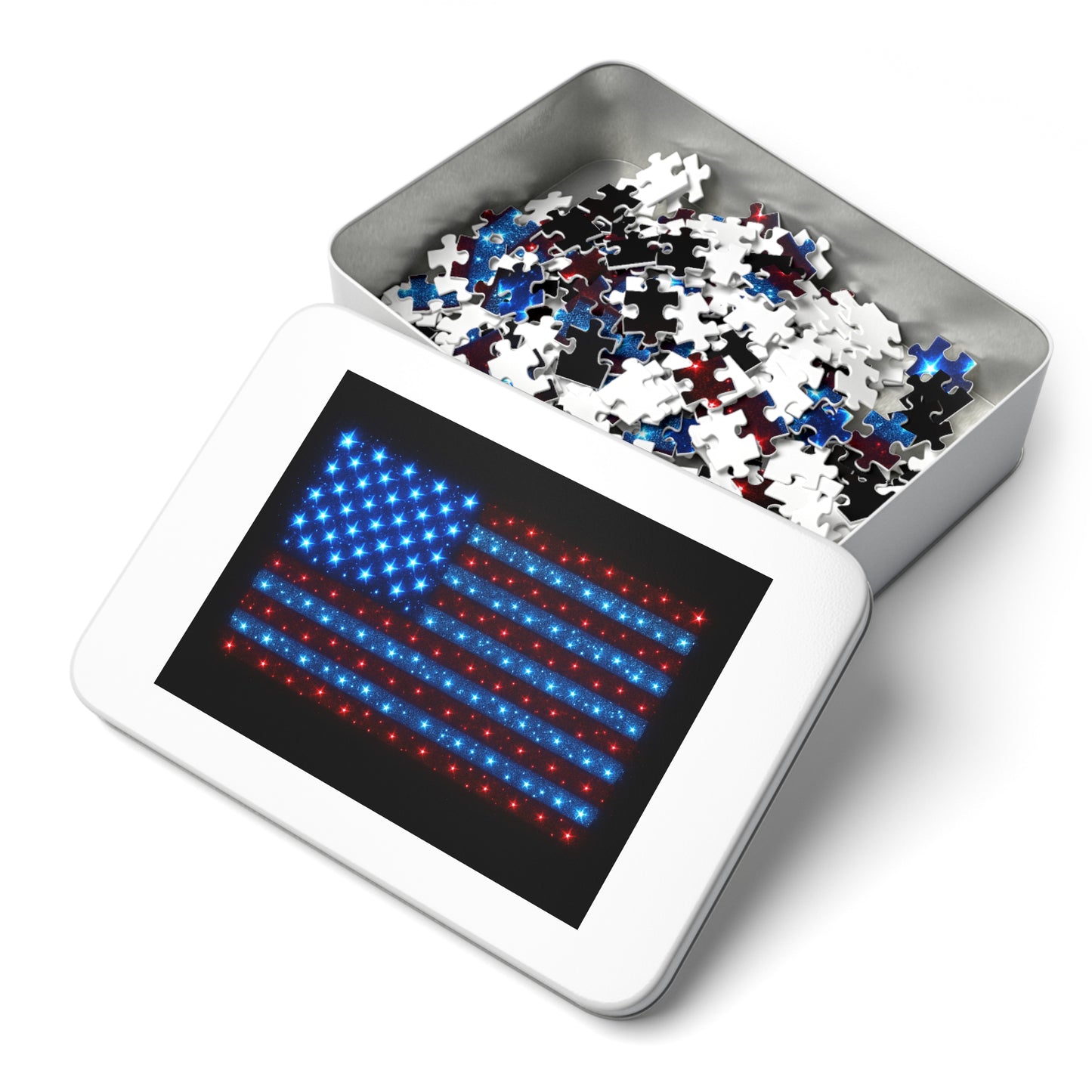 Bioluminescent USA Flag Jigsaw Puzzle - Patriotic Cosmic Puzzle 252-2000PC - Starry Red White Blue Home Decor Family Game Night Gift