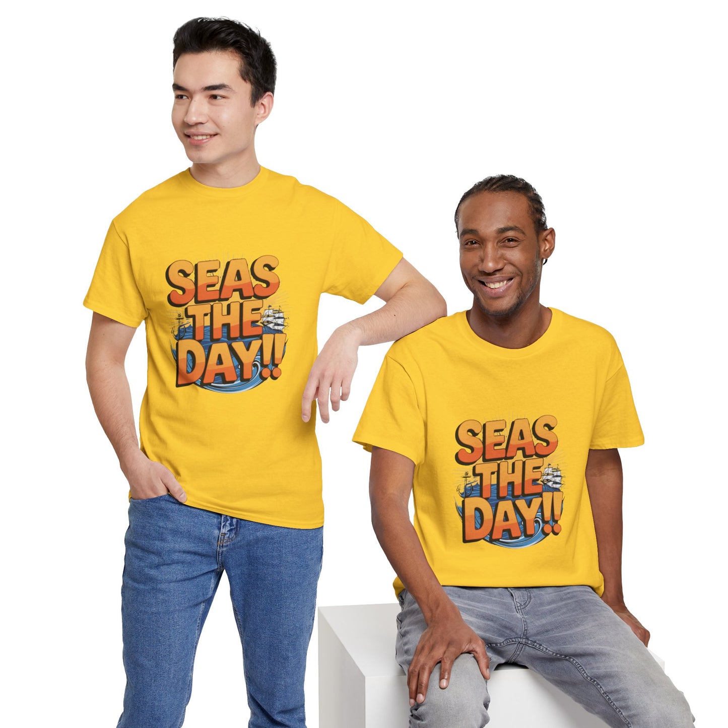 Seas The Day!! Tee • Ocean Pun Graphic Shirt • Comfort Colors Unisex Beachy Vibes • Nautical Aesthetic • Gift for Sea Lovers & Summer Vacays
