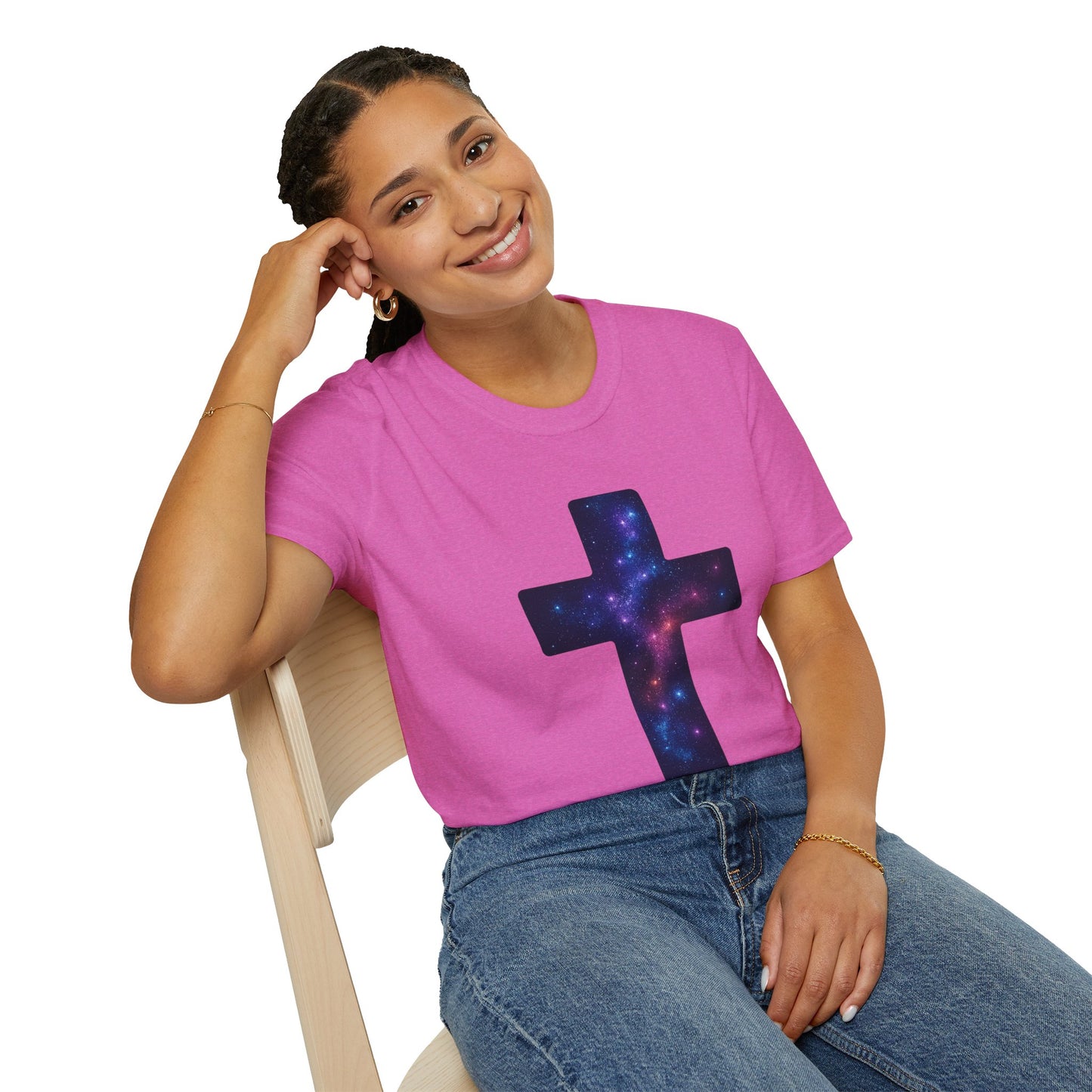 Galaxy Cross Graphic Tee | Celestial Christian Shirt, Spiritual Universe Cross T-Shirt, Faith & Astronomy Gift for Women & Men, Space Aesthetic