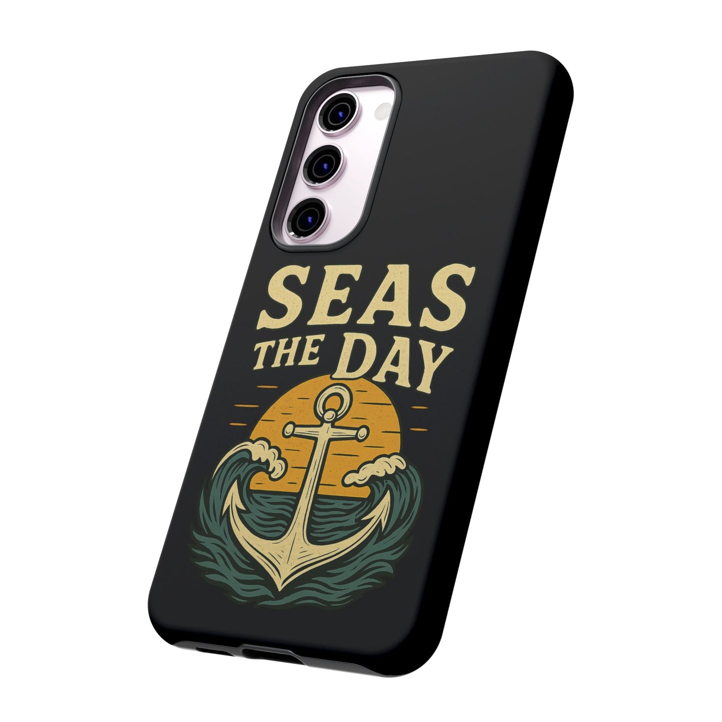 Seas the Day Samsung Case – Nautical Phone Case – Anchor Pun Gift – Ocean Lover Accessory – Motivational Phone Cover – Beach Vibes Case