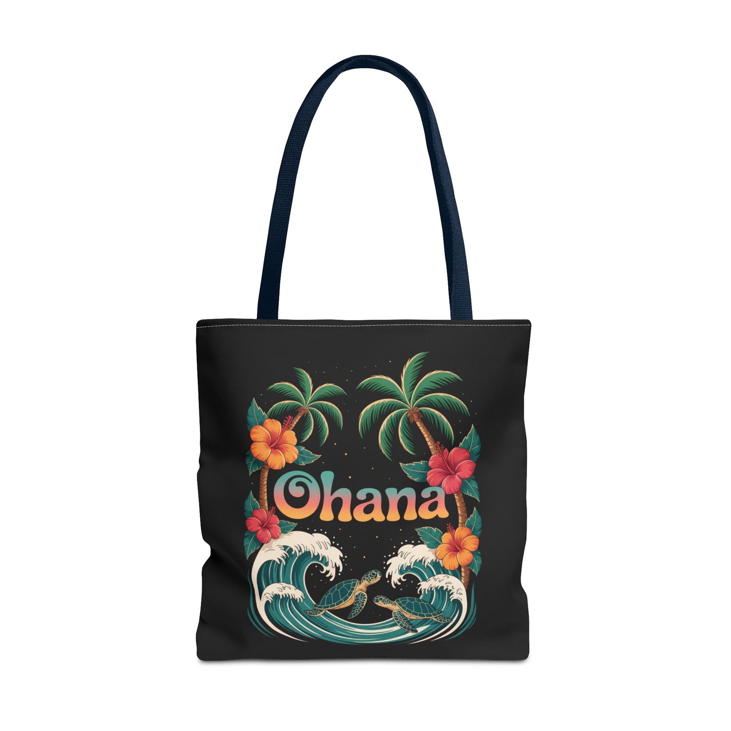 Ohana Tote Bag – Hawaiian Beach Tote with Sea Turtles & Palm Trees – Floral Tropical Reusable Bag, Summer Gift, Aesthetic Travel Purse