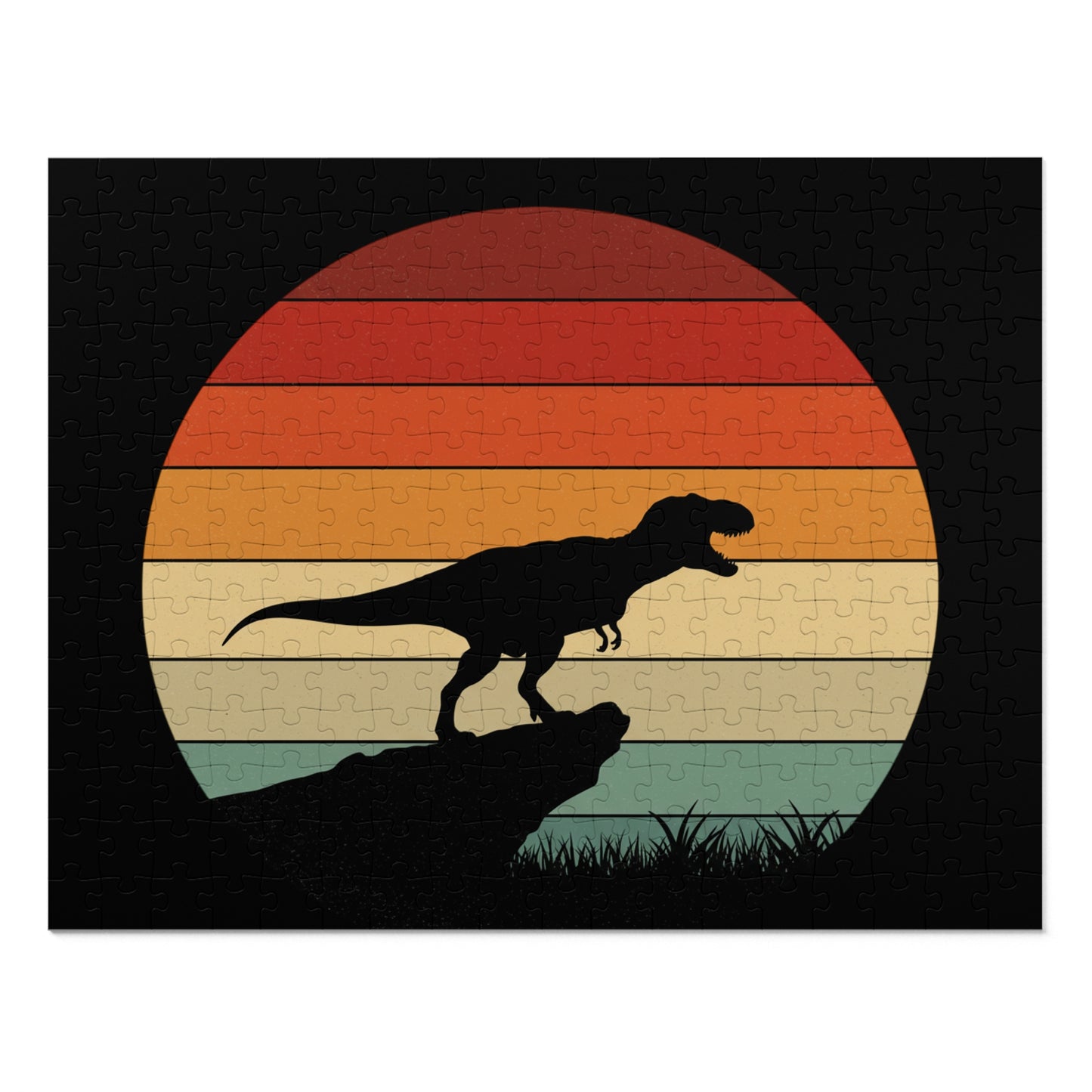 Retro Dinosaur Sunset Jigsaw Puzzle - 252-2000 pc Vintage Dino Wall Art Puzzle Gift for Adults and Kids - Unique Jurassic Game