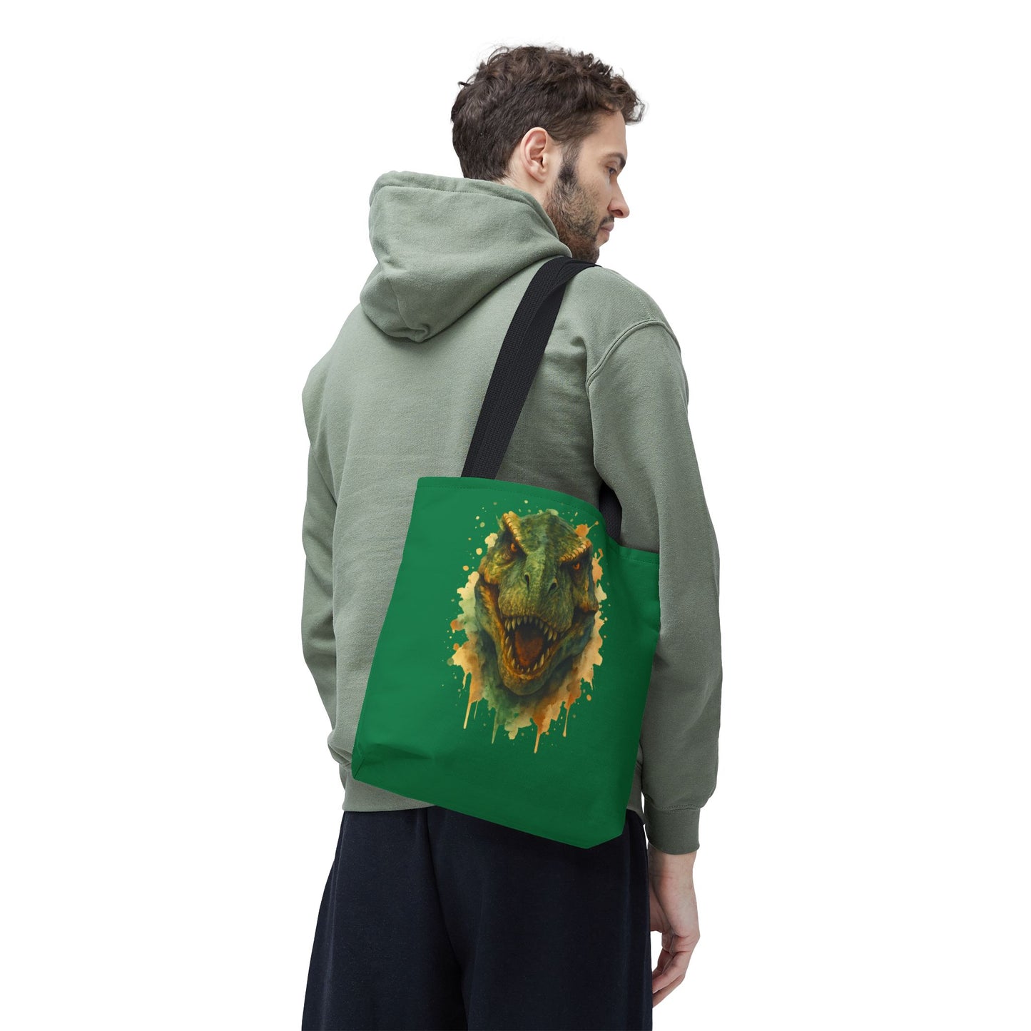 Watercolor T-Rex Tote Bag - Eco Canvas Dino Shopper, Dinosaur Lover Gift, Book Bag, Reusable Grocery Tote - Aesthetic Paleontology Art