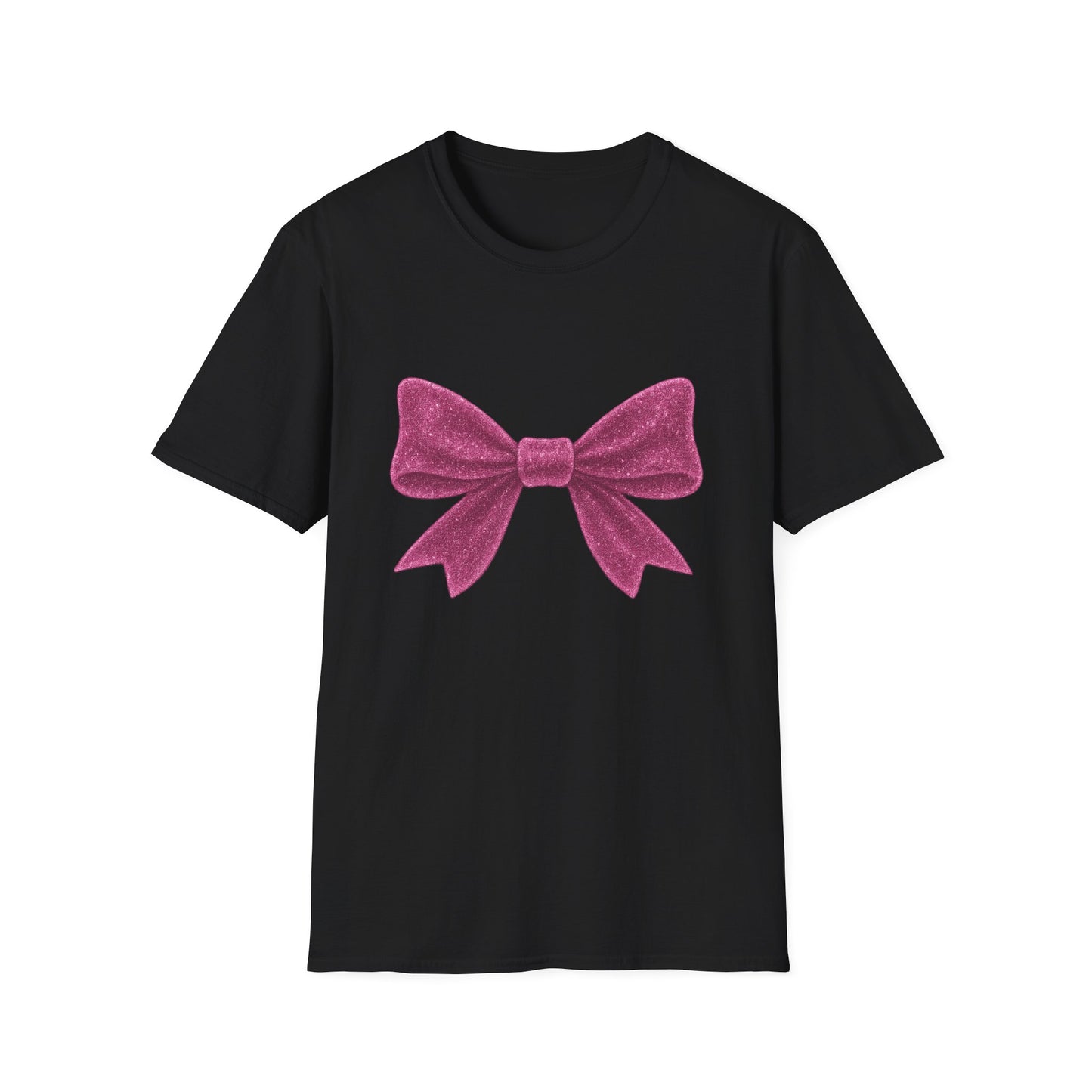 Feminine Pink Bow Graphic Tee | Coquette Bow T-Shirt | Sparkly Ribbon Shirt for Soft Girl Aesthetic | Gift for Her