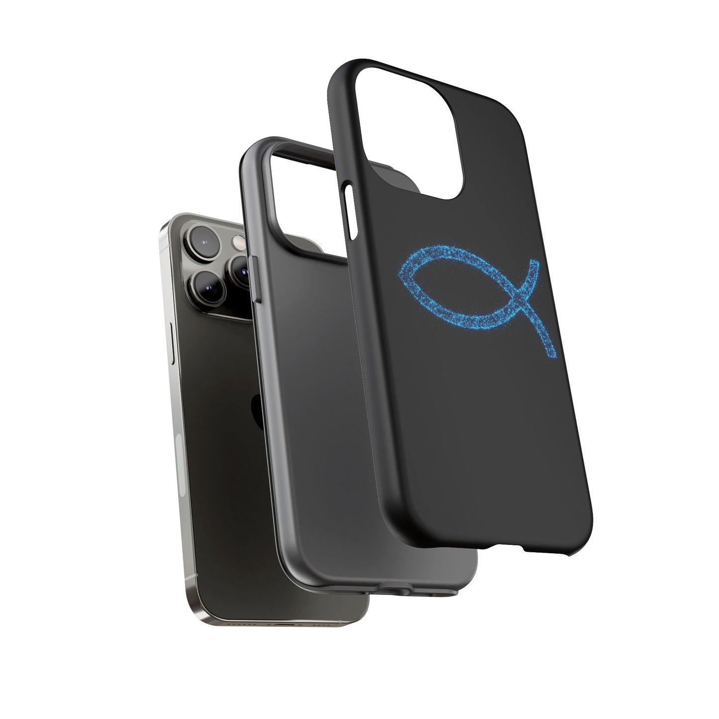 Stylish Tough iPhone Case with Sparkling Fish Design - Durable Phone Protection
