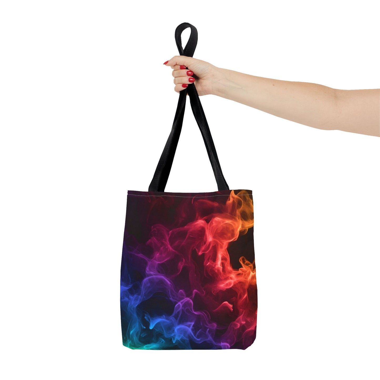 Chromatic Ember Tote Bag, Colorful Smoke Art Design With Red, Blue, And Orange Hues, Abstract Reusable Tote For Artists, Gifts, And Everyday Use