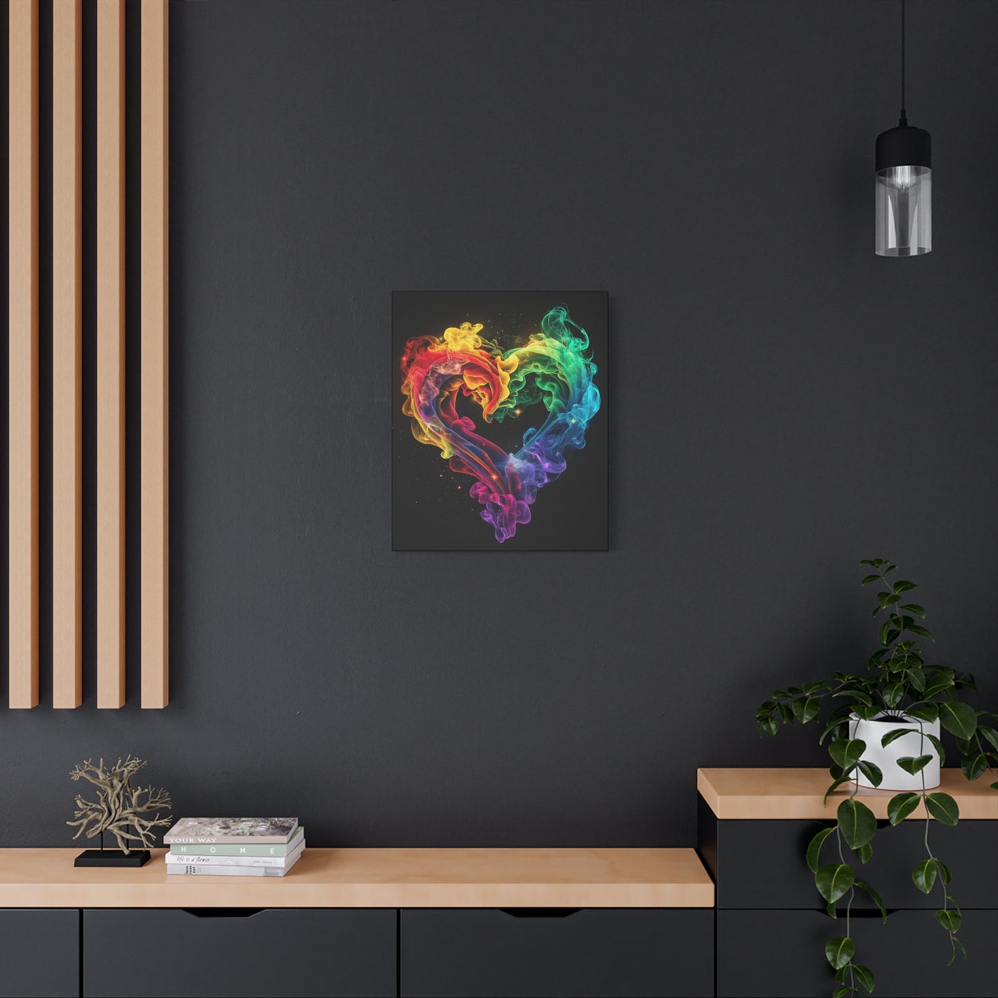 Canvas Art Print - Colorful Smoke Heart Design