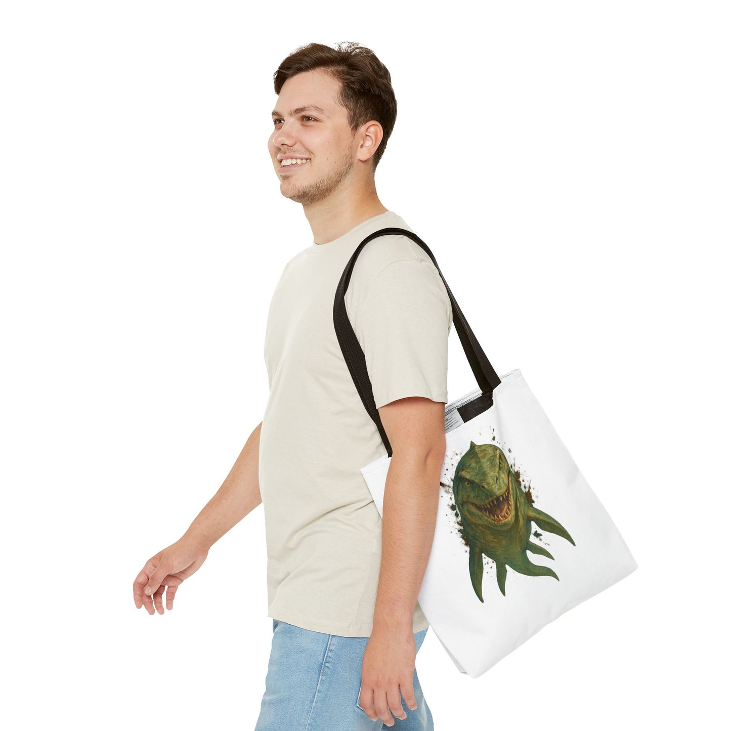 Watercolor Mosasaurus Tote Bag - Prehistoric Sea Monster Art, Dinosaur Ocean Reptile Gift, Eco Canvas Bag for Dino and Marine Fans