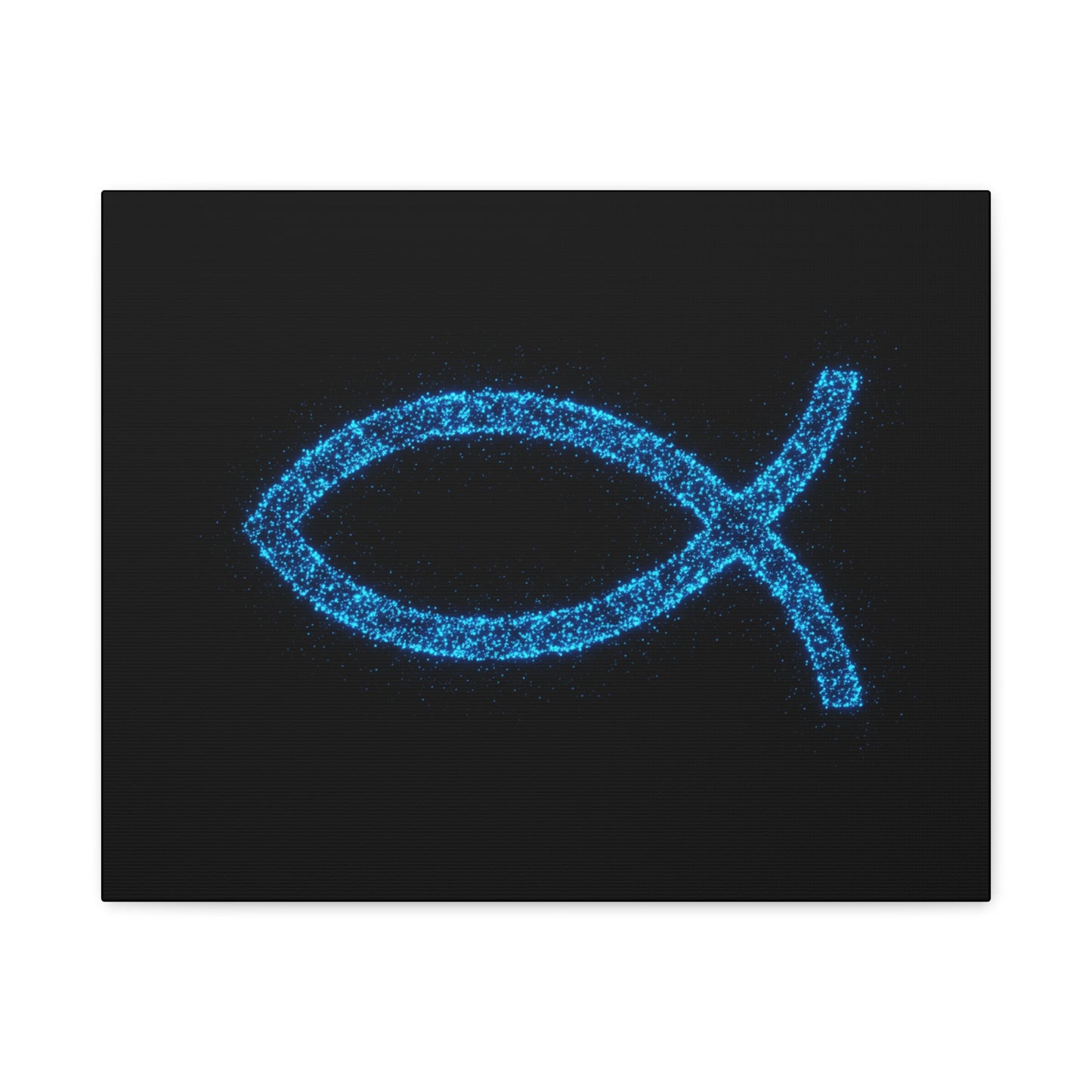 Blue Glitter Fish Symbol Matte Canvas Wall Art