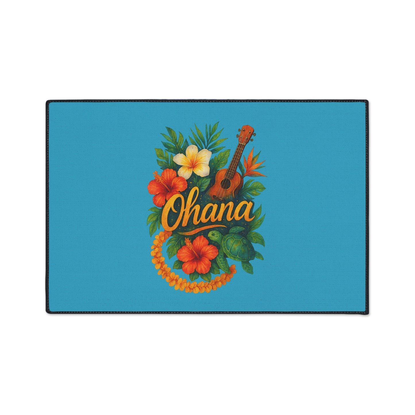 Hawaiian Ohana Welcome Mat | Tropical Doormat | Luau Home Decor | Beach House Entry Rug | Island Vibes Floor Mat | Aloha Gift Idea
