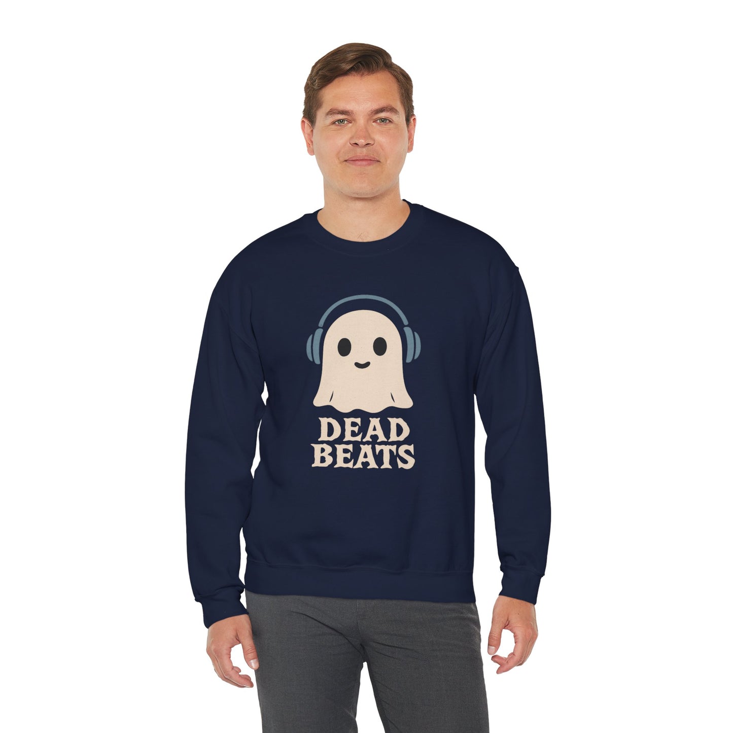 Dead Beats Ghost Sweatshirt, Funny Halloween Crewneck, Spooky Season Pullover, Music Lover Halloween Shirt, Cute Ghost Graphic Top