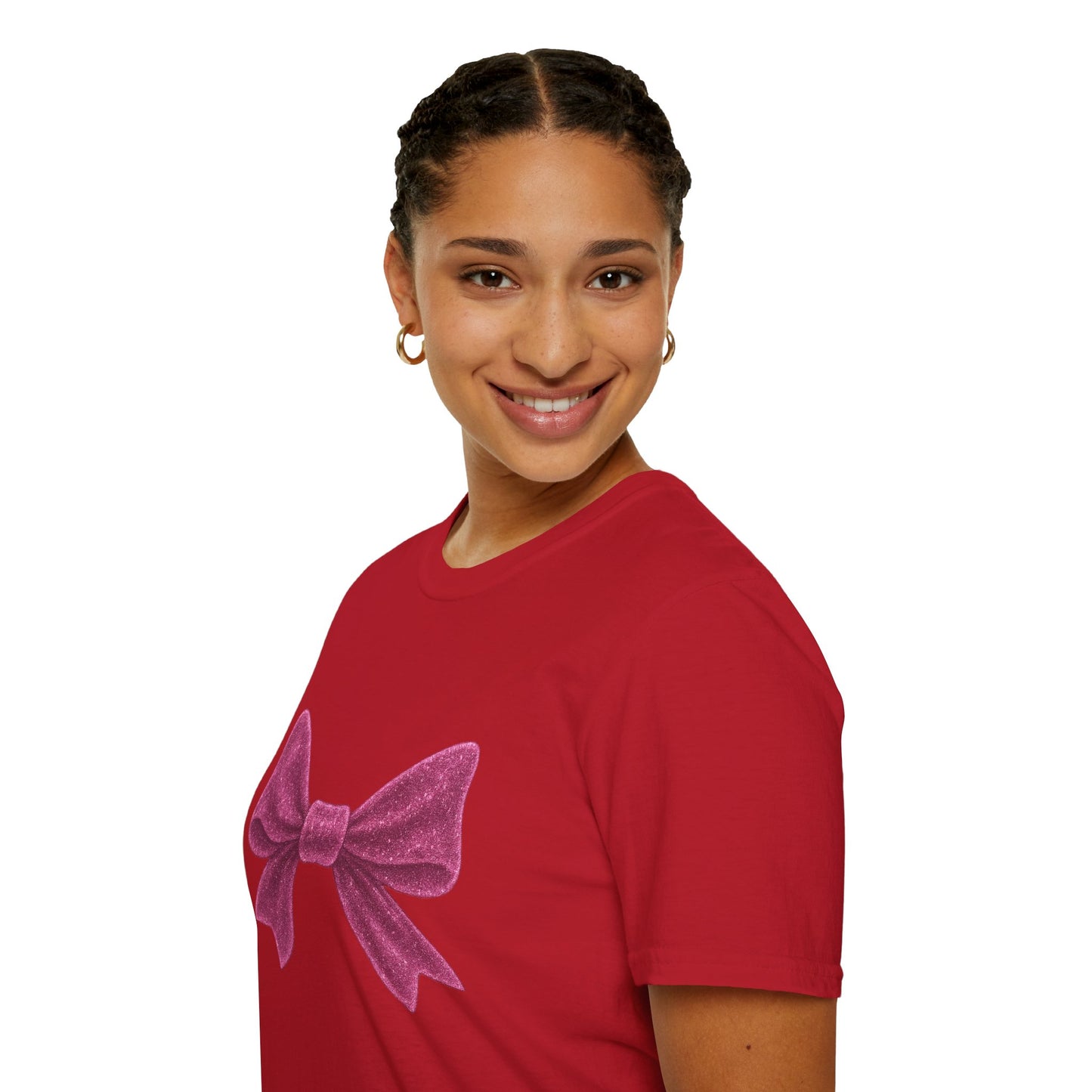 Feminine Pink Bow Graphic Tee | Coquette Bow T-Shirt | Sparkly Ribbon Shirt for Soft Girl Aesthetic | Gift for Her
