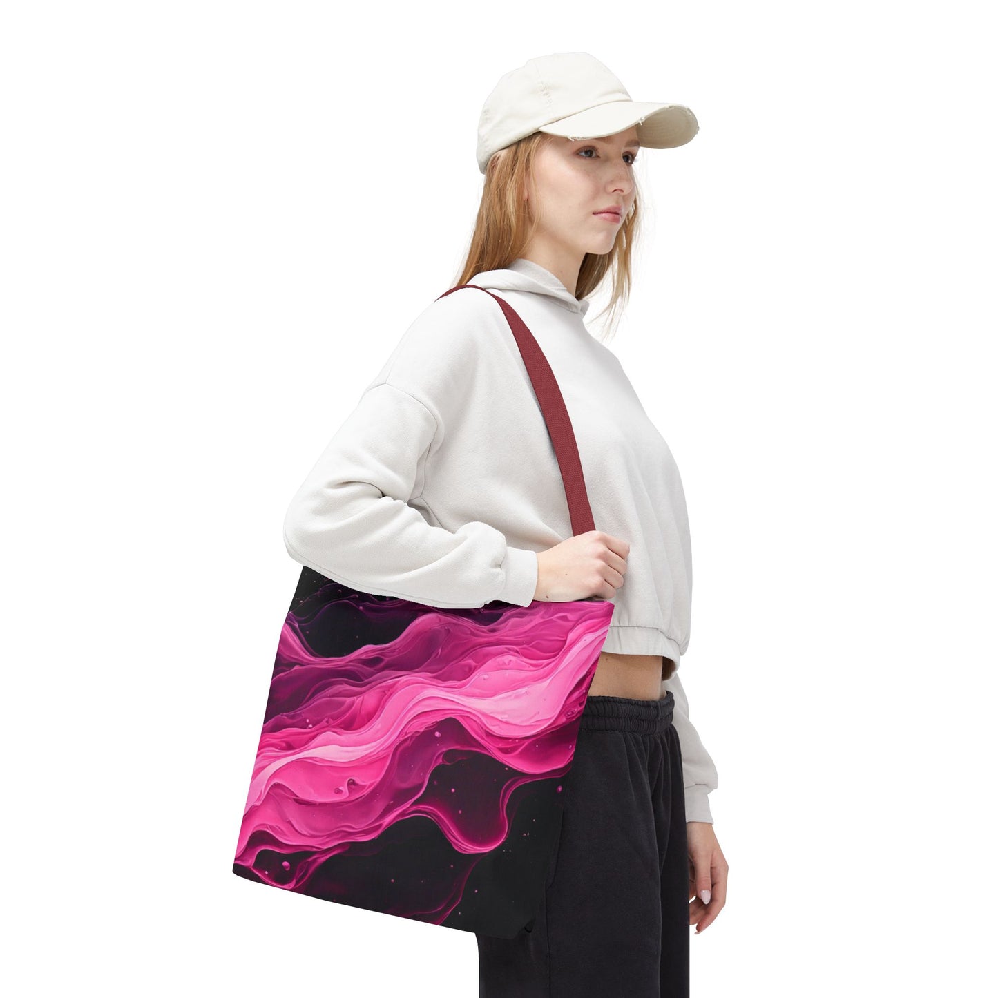 Pink Abstract Tote Bag | Bold Magenta Swirl Art Print Tote | Abstract Expressionism Carryall | Statement Shopper | Canvas Tote Bag