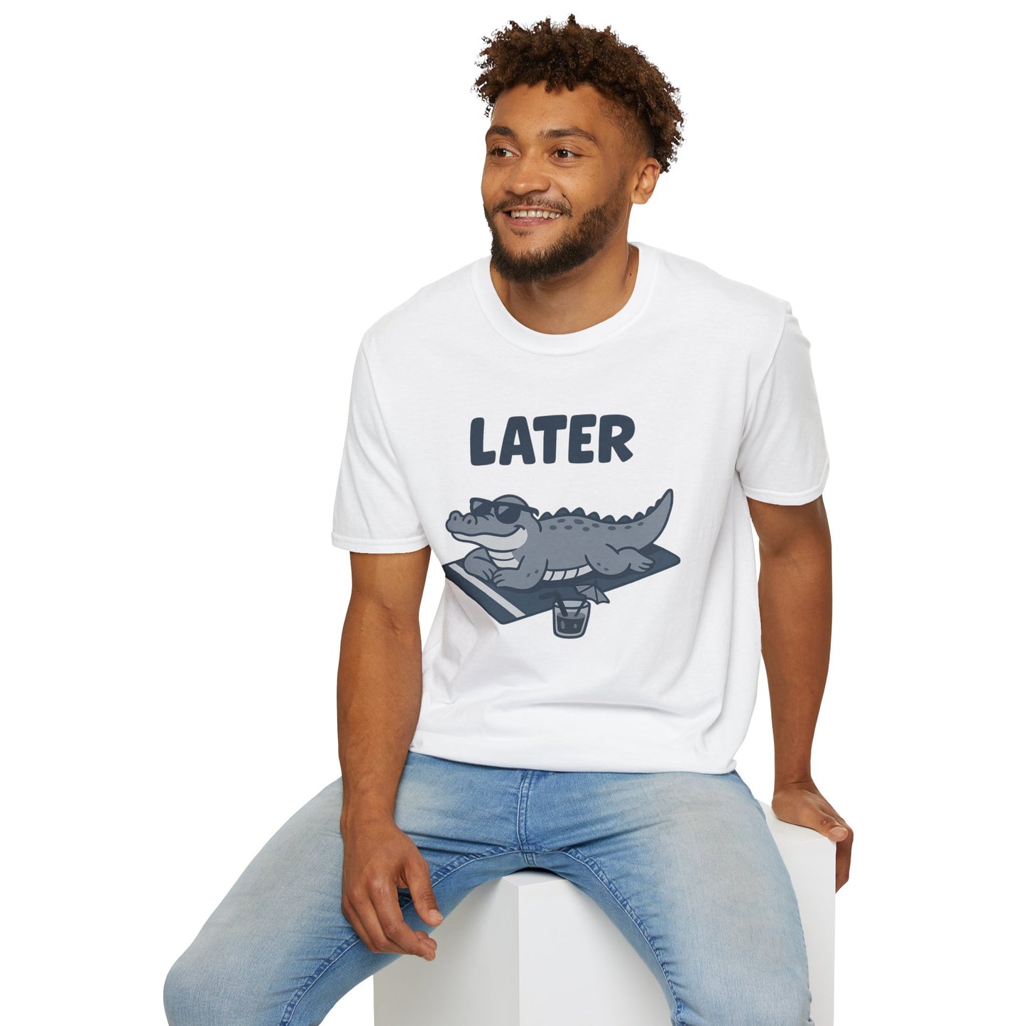 Later Gator Lounge Graphic Tee - Funny Alligator T-Shirt, Summer Vacation Humor, Cute Animal Tee, Relax Gift for Him and Her