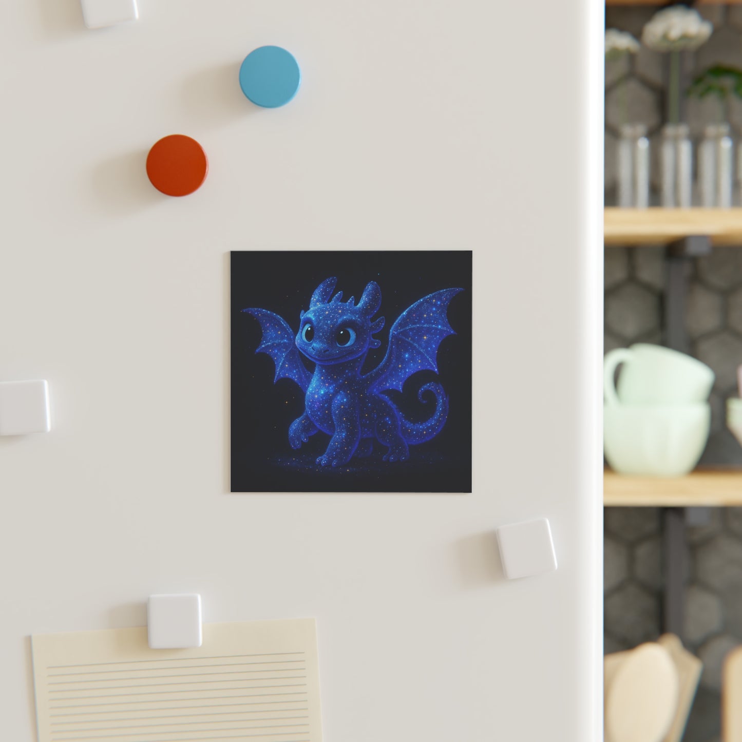 Galaxy Dragon Fridge Magnet - Cute Fantasy Starry Dragon Magnet Gift for Kids & Adults - Celestial Art Kitchen Decor