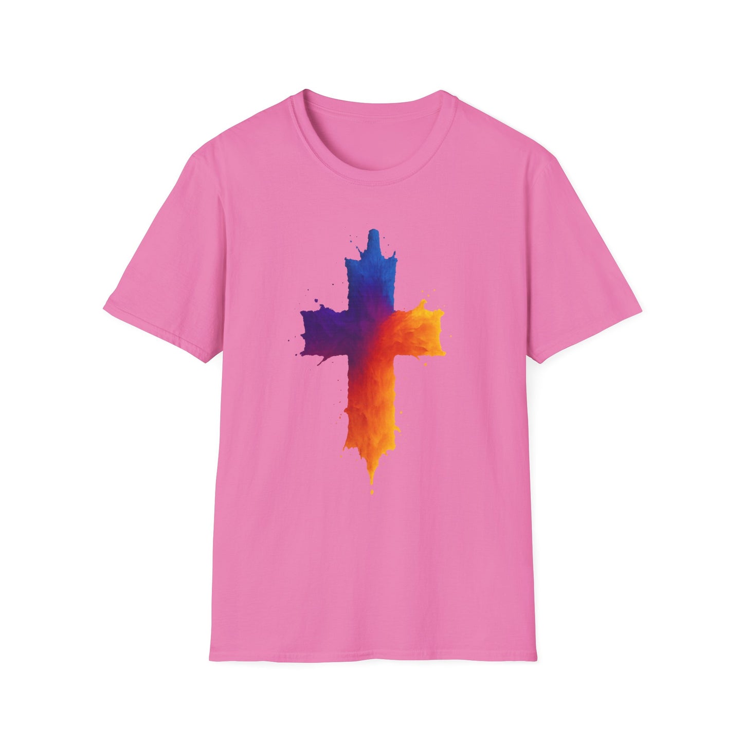 Colorful Abstract Cross T‑Shirt | Bold Grunge Paint Splatter Christian Tee | Unique Vibrant Gift | Inspirational Faith Graphic Shirt