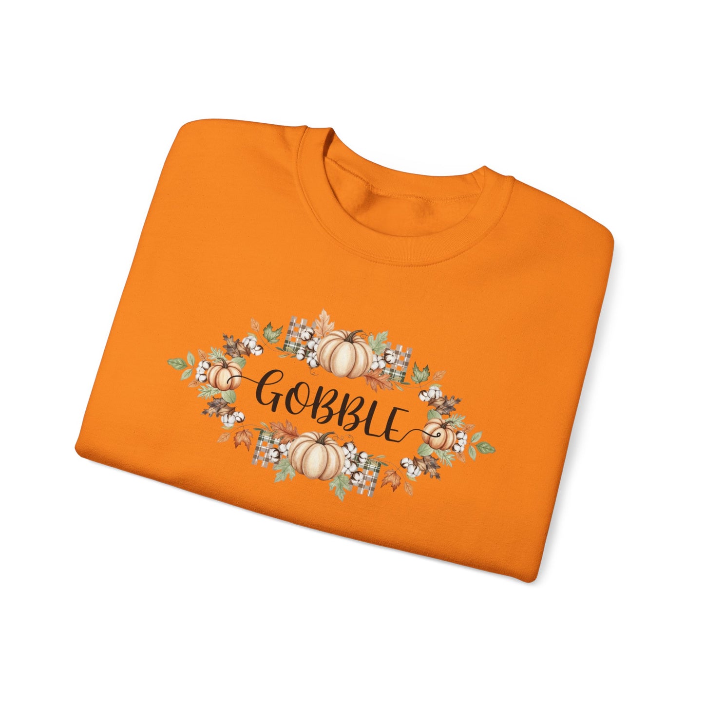 Gobble Thanksgiving Sweatshirt, Rustic Fall Turkey Crewneck, Autumn Pumpkin Floral Pullover, Thanksgiving Outfit Sweater Gift
