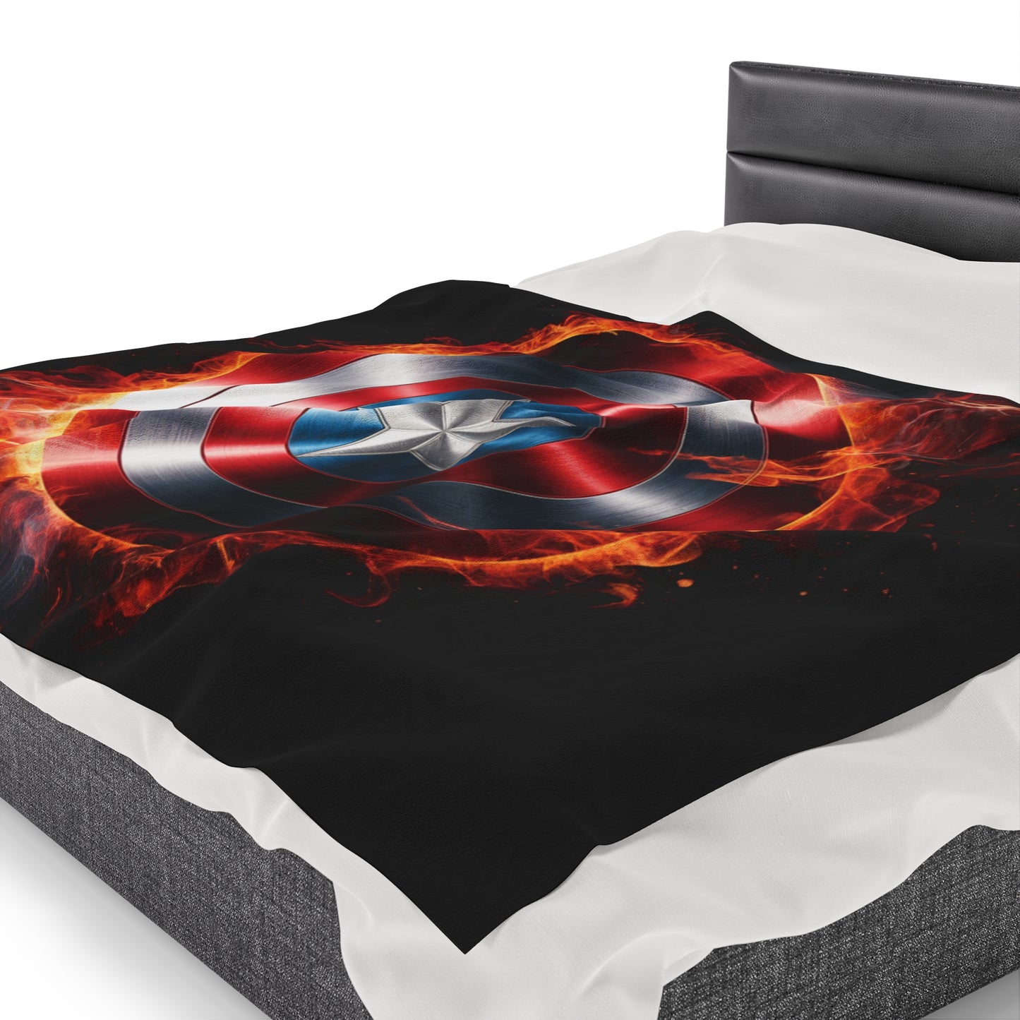Plush Blanket Shield Flames Design