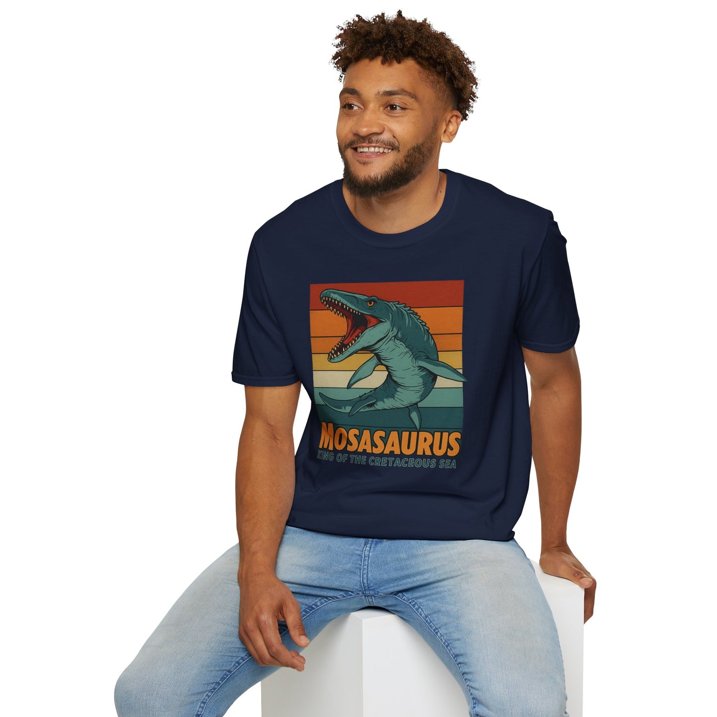 Retro Mosasaurus T-Shirt - Cretaceous Sea Monster Graphic Tee, Dinosaur Lover Gift, Paleontology Birthday, Soft Unisex Jurassic Cotton
