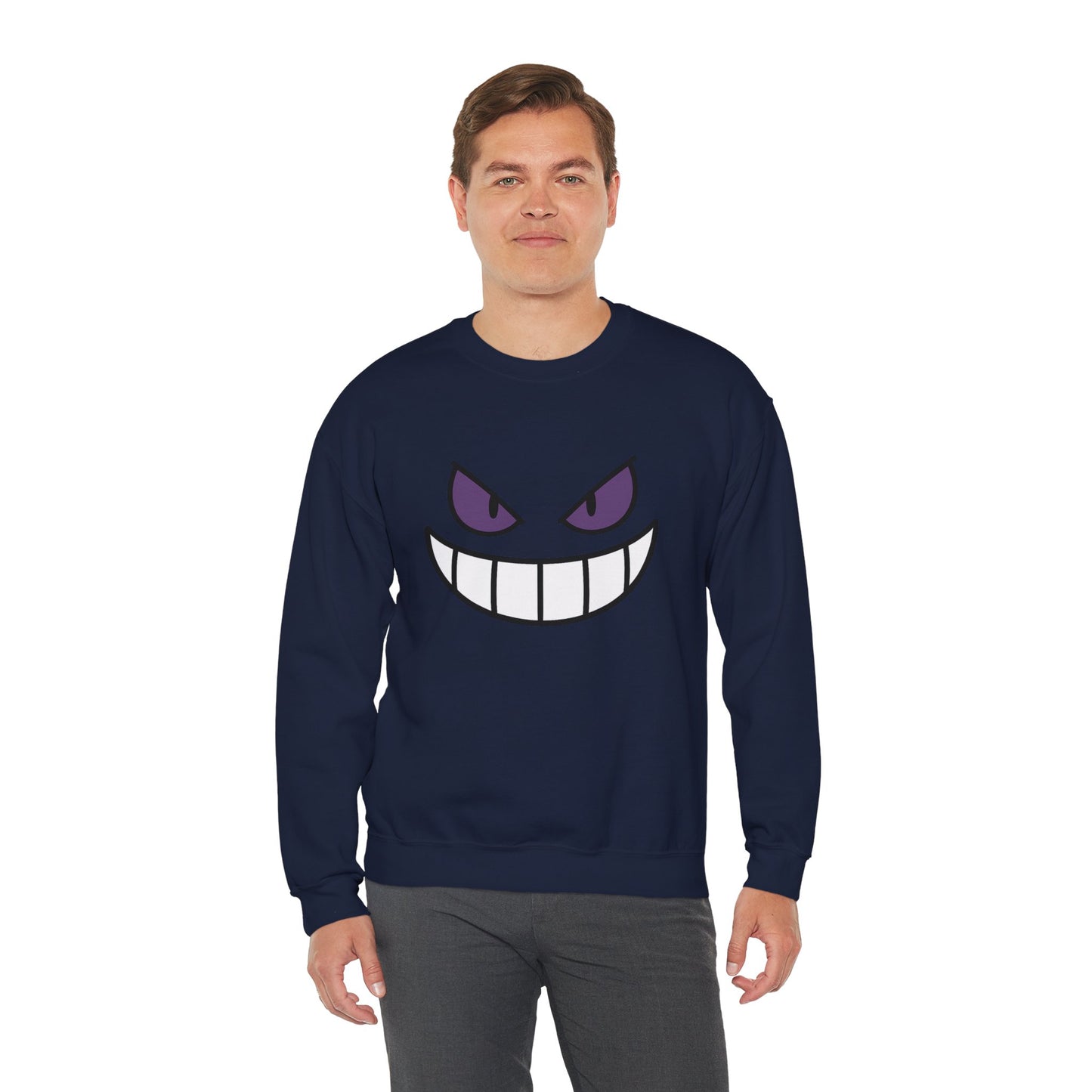 Sinister Grin Sweatshirt, Creepy Smile Crewneck, Dark Cartoon Face Sweatshirt, Halloween Gothic Sweatshirt, Spooky Grin Pullover