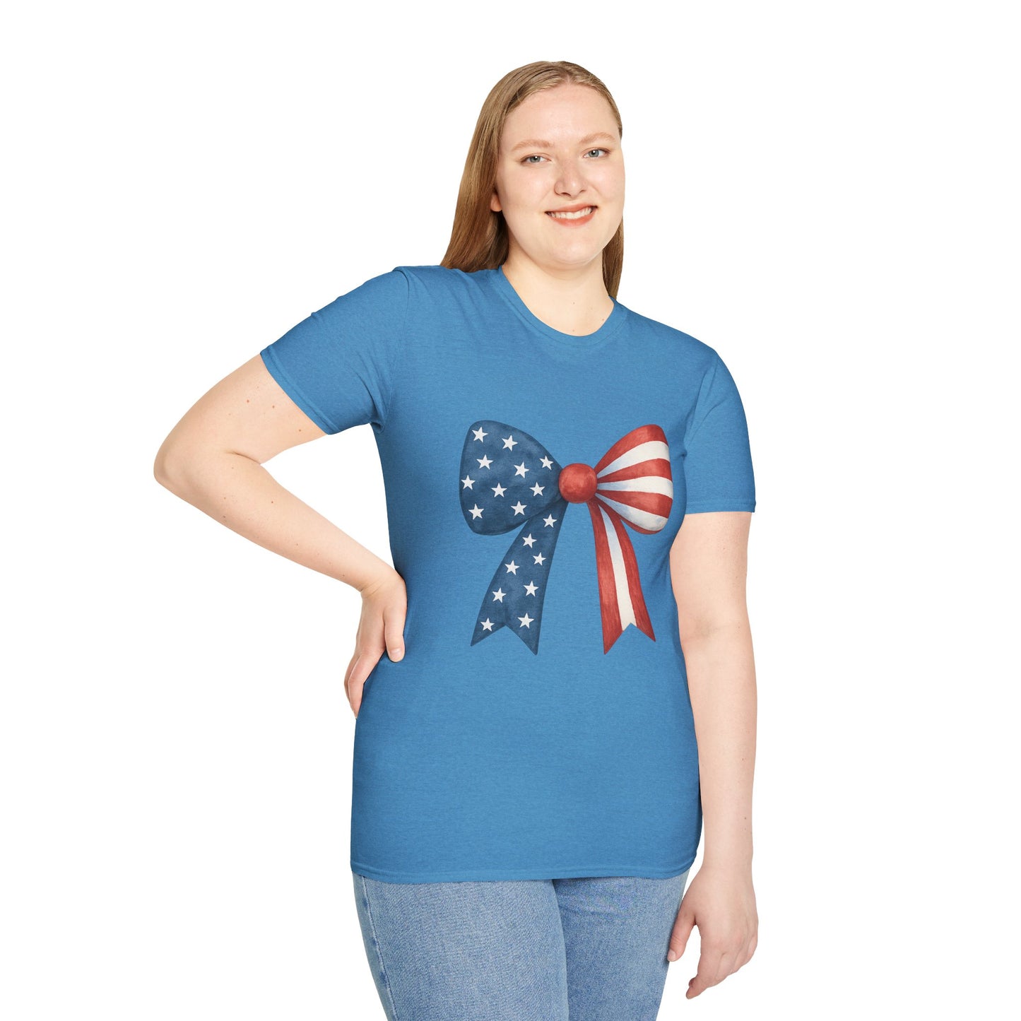 Patriotic Bow USA T-Shirt | 4th of July Shirt | American Flag Bow Tee | Independence Day Shirt | July 4th Graphic Tee | USA Pride Shirt