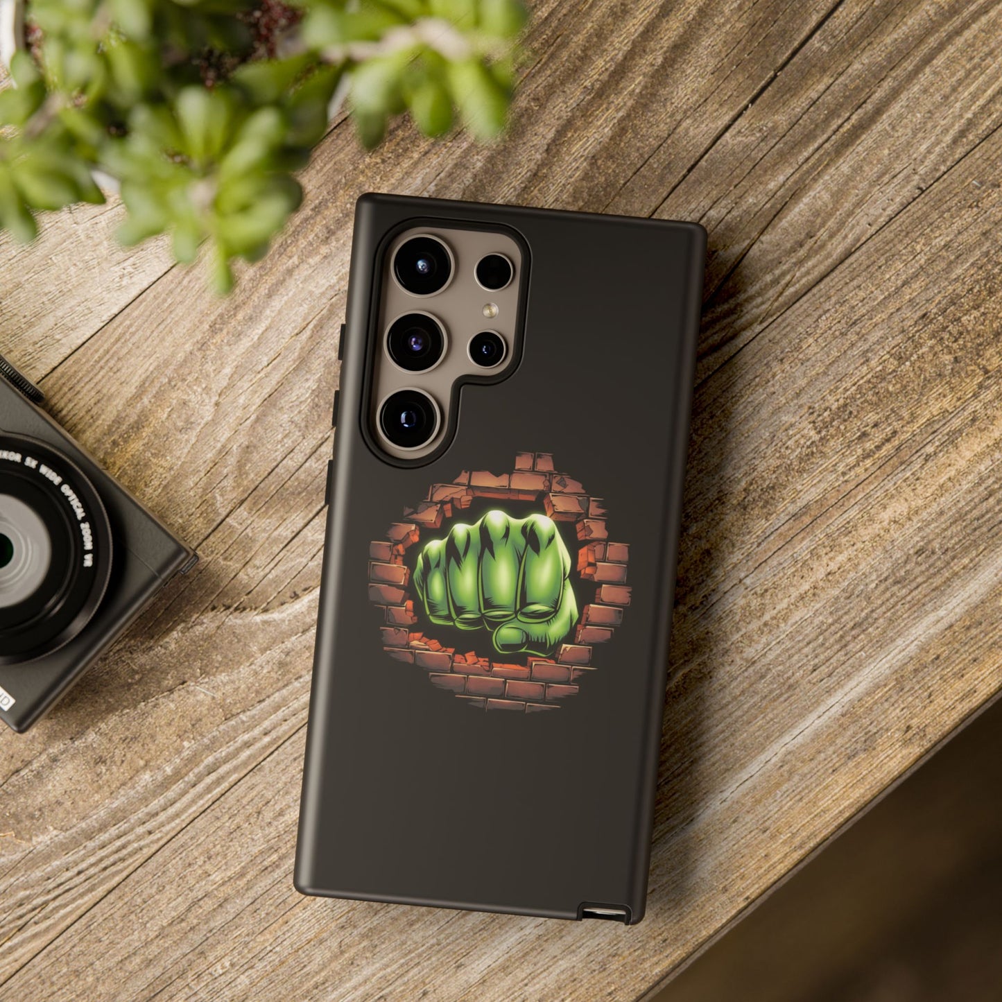 Samsung Phone Case, Green Fist Smashing Wall Design, Comic Book Phone Case, Geeky Case