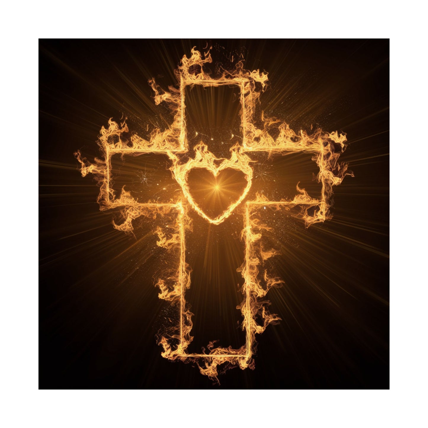 Spiritual Matte Vertical Posters - Fiery Cross Design