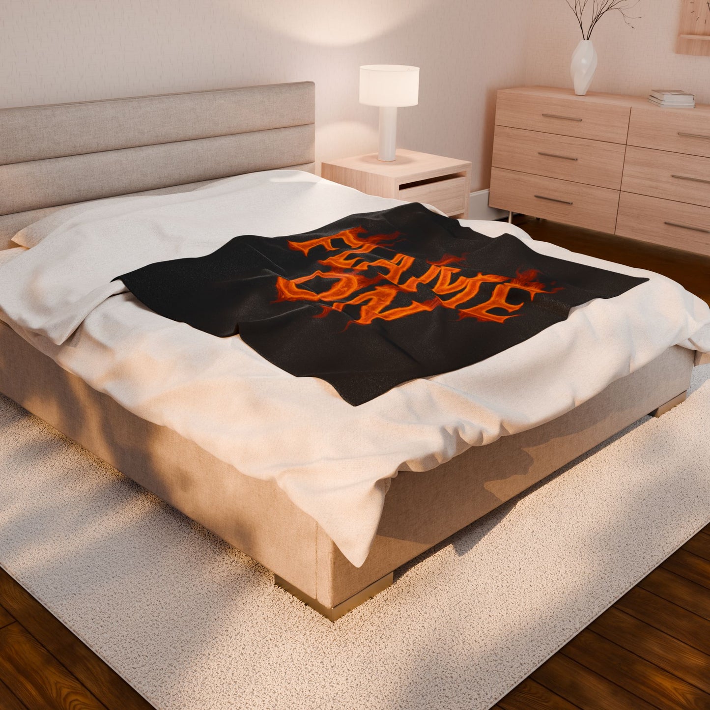 Flame On Fire Typography Blanket - Bold Flame Text Fleece Throw for Comic Fans, Cozy Fire Aesthetic Decor, Hero-Inspired Bedding Gift