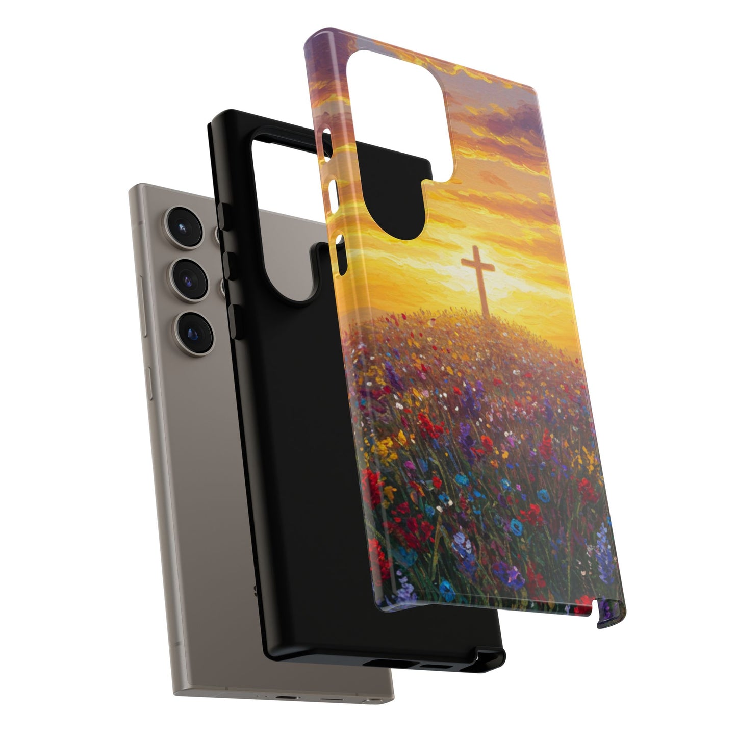 Samsung Phone Case - Monet Style Cross Christian Phone Case Spiritual Case Inspirational Samsung Case